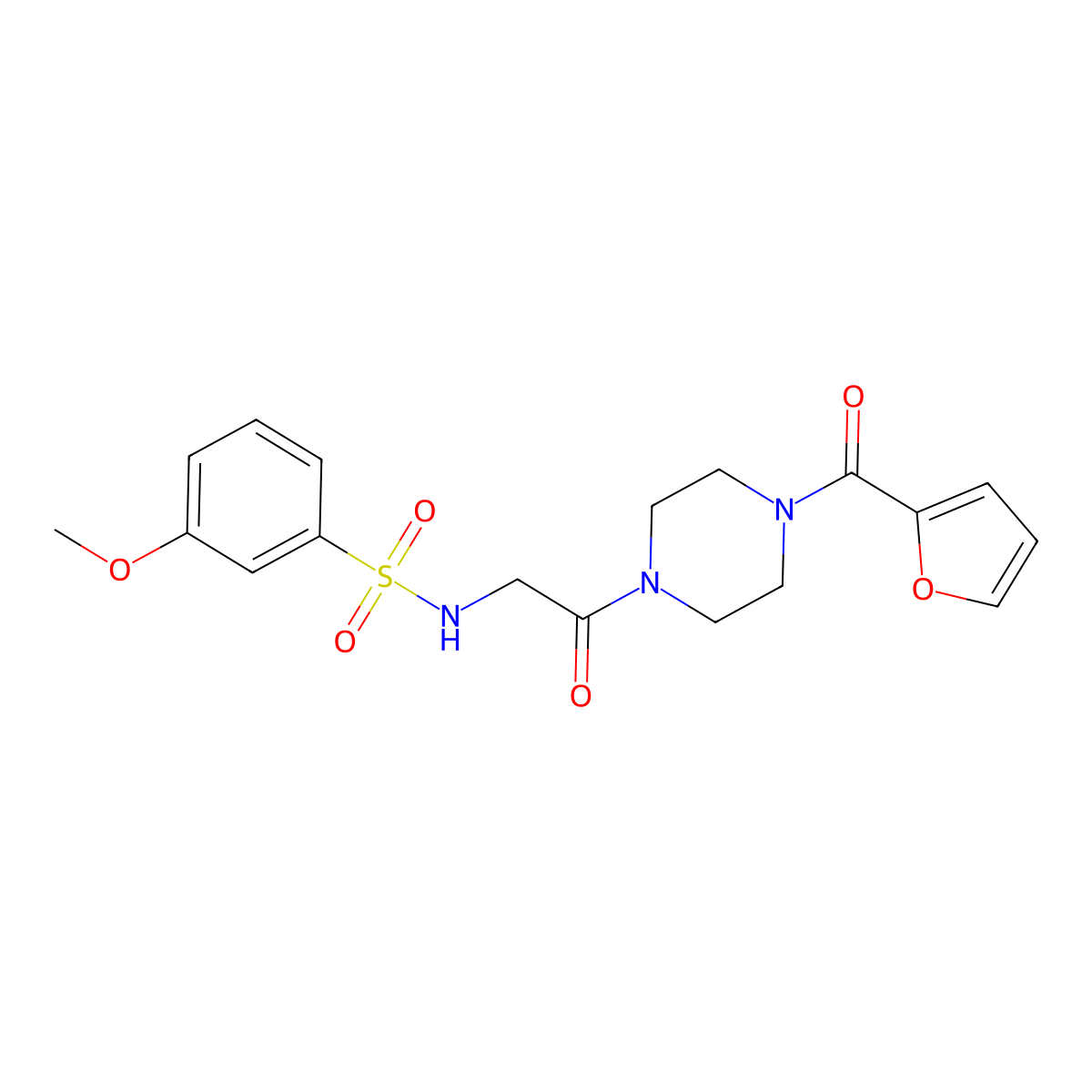N-(2-(4-(furan-2-carbonyl)piperazin-1-yl)-2-oxoethyl)-3-methoxybenzenesulfonamide molecular structure, CAS 690246-02-7