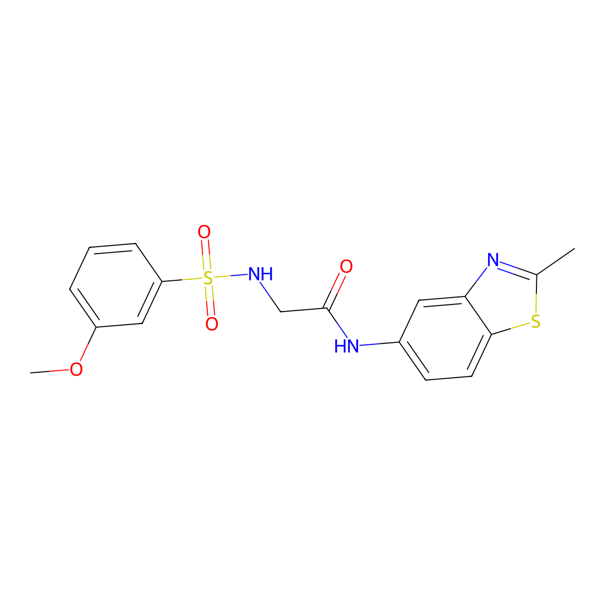 2-(3-methoxybenzenesulfonamido)-N-(2-methyl-1,3-benzothiazol-5-yl)acetamide molecular structure, CAS 690246-03-8