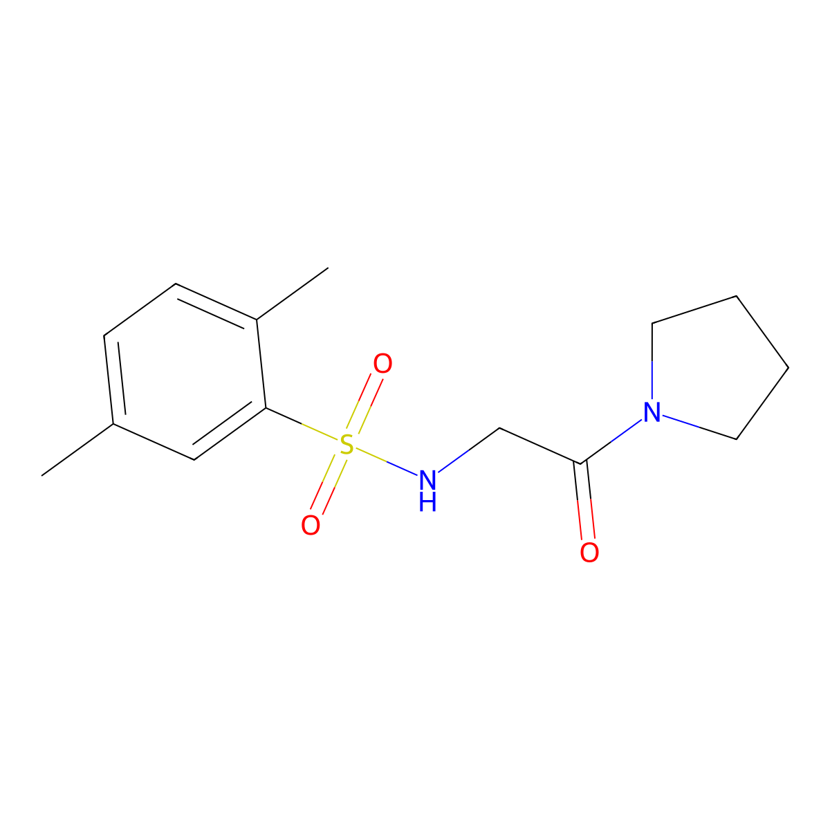 2,5-dimethyl-N-(2-oxo-2-pyrrolidin-1-ylethyl)benzenesulfonamide molecular structure, CAS 690246-04-9