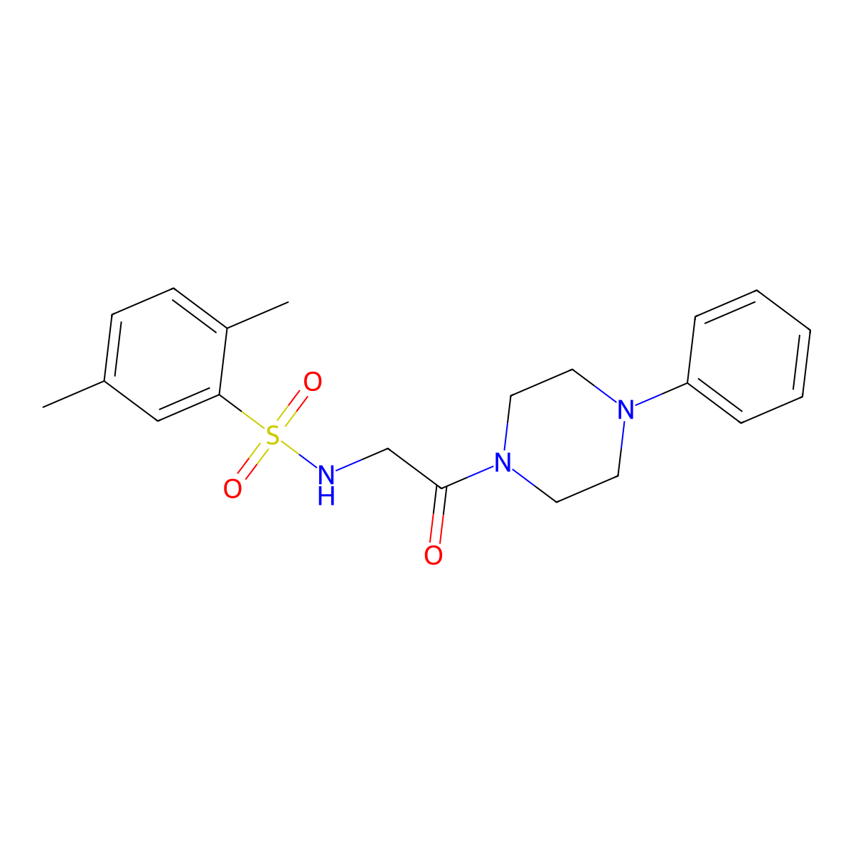 2,5-dimethyl-N-(2-oxo-2-(4-phenylpiperazin-1-yl)ethyl)benzenesulfonamide molecular structure, CAS 690246-05-0