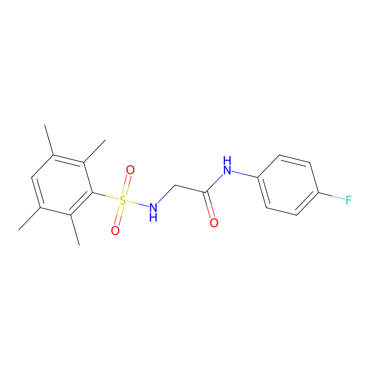 N-(4-fluorophenyl)-2-[(2,3,5,6-tetramethylphenyl)sulfonylamino]acetamide molecular structure, CAS 690246-07-2