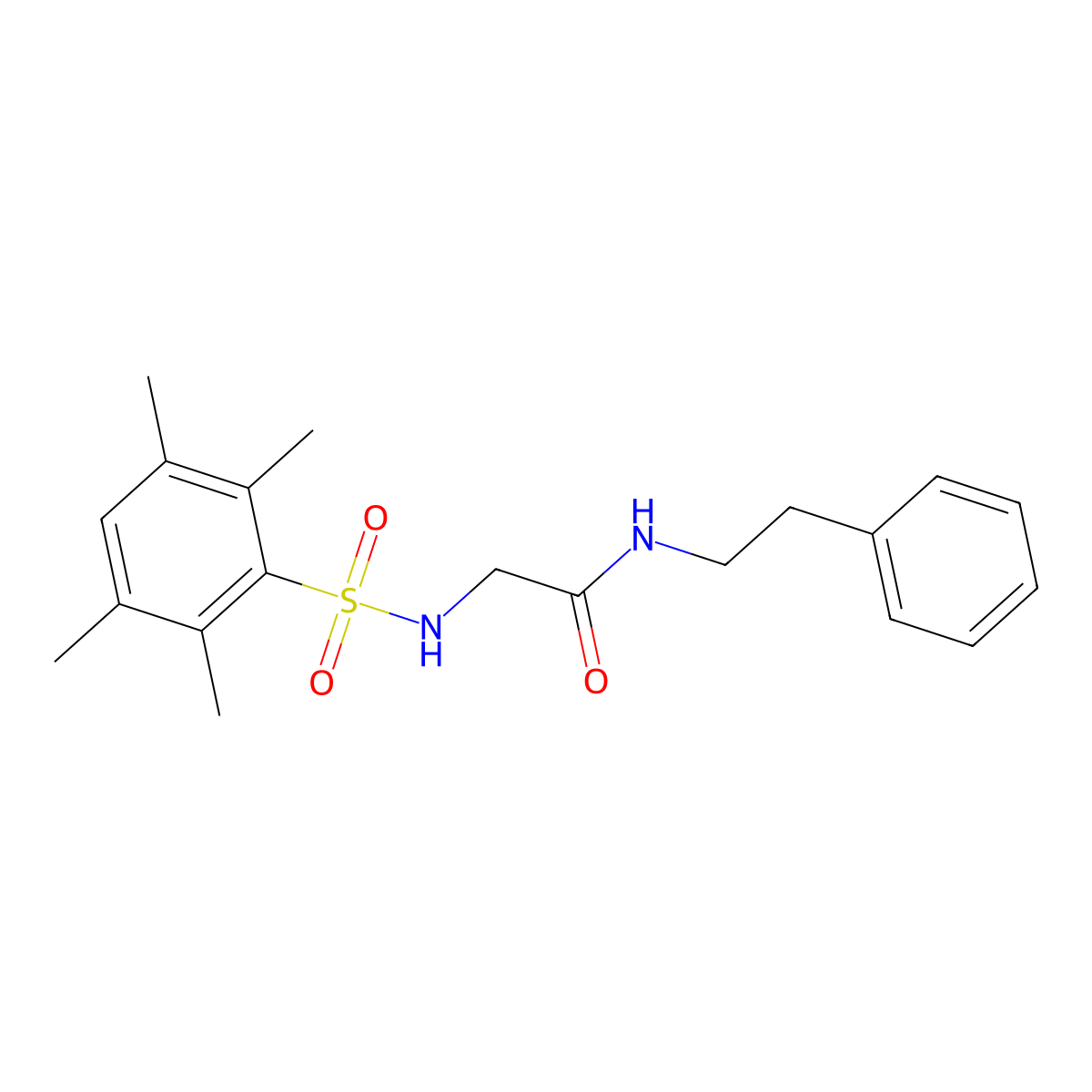 N-(2-Phenylethyl)-2-(2,3,5,6-tetramethylbenzenesulfonamido)acetamide molecular structure, CAS 690246-08-3