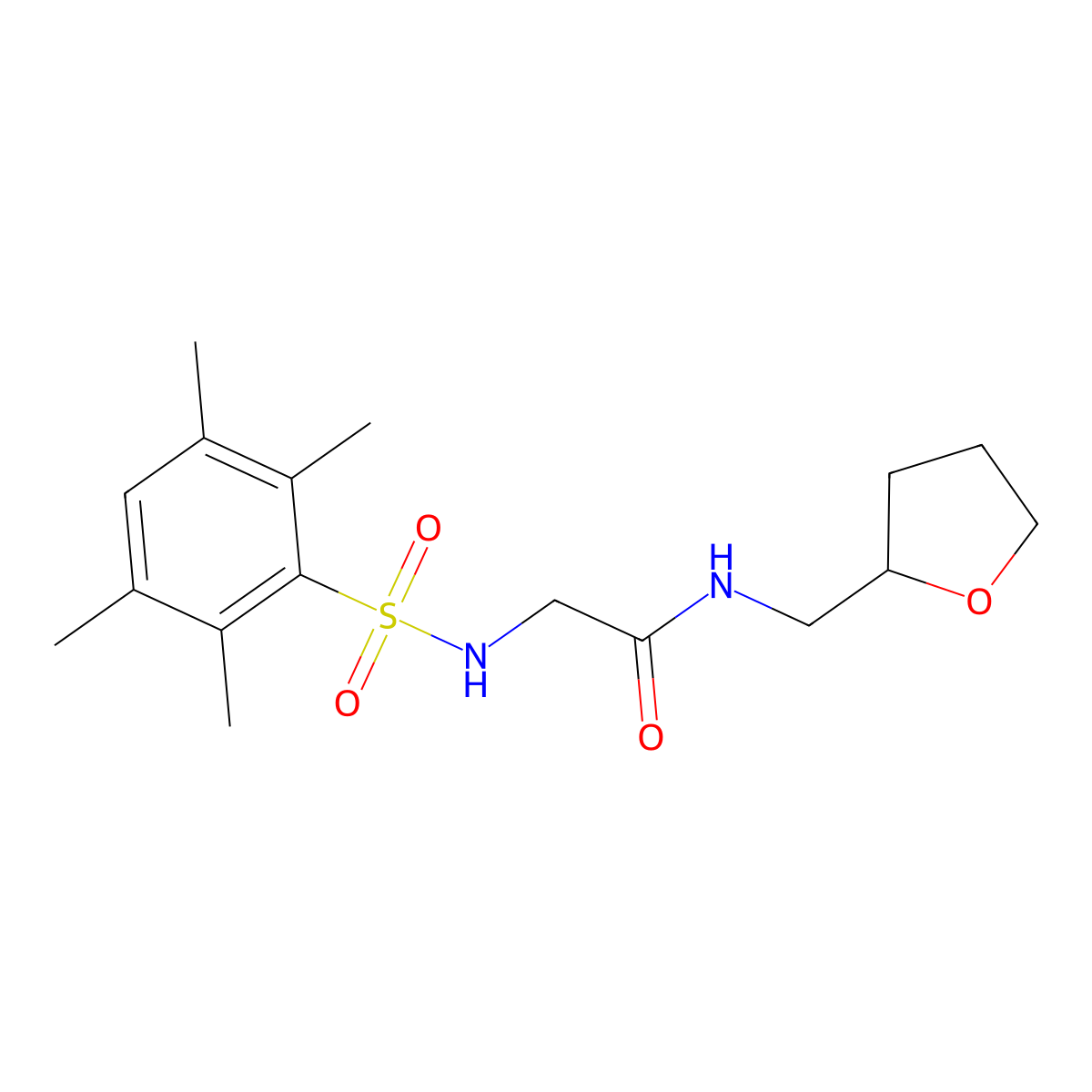 N-[(oxolan-2-yl)methyl]-2-(2,3,5,6-tetramethylbenzenesulfonamido)acetamide molecular structure, CAS 690246-10-7