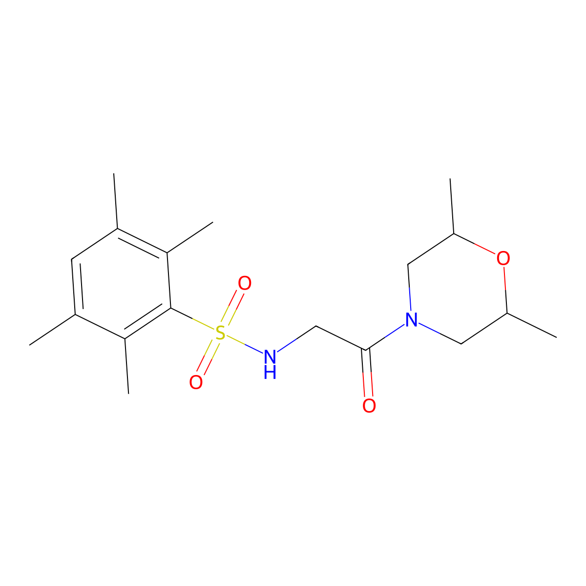N-(2-(2,6-dimethylmorpholino)-2-oxoethyl)-2,3,5,6-tetramethylbenzenesulfonamide molecular structure, CAS 690246-13-0