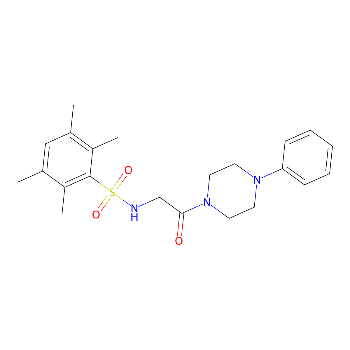 2,3,5,6-tetramethyl-N-[2-oxo-2-(4-phenylpiperazin-1-yl)ethyl]benzene-1-sulfonamide molecular structure, CAS 690246-14-1