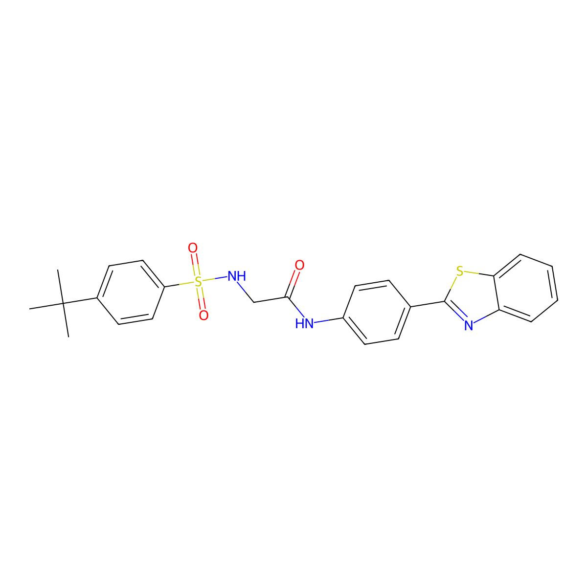 N-[4-(1,3-benzothiazol-2-yl)phenyl]-2-[(4-tert-butylphenyl)sulfonylamino]acetamide molecular structure, CAS 690246-18-5