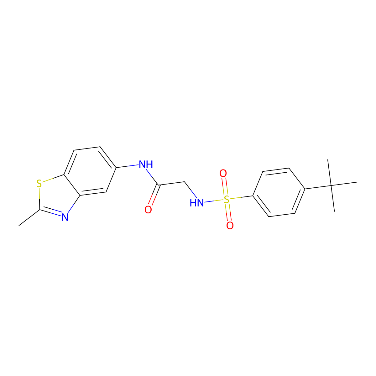 2-(4-tert-butylbenzenesulfonamido)-N-(2-methyl-1,3-benzothiazol-5-yl)acetamide molecular structure, CAS 690246-19-6