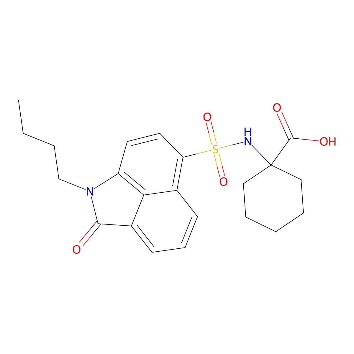 1-(1-Butyl-2-oxo-1,2-dihydrobenzo[cd]indole-6-sulfonamido)cyclohexanecarboxylic acid molecular structure, CAS 690246-23-2
