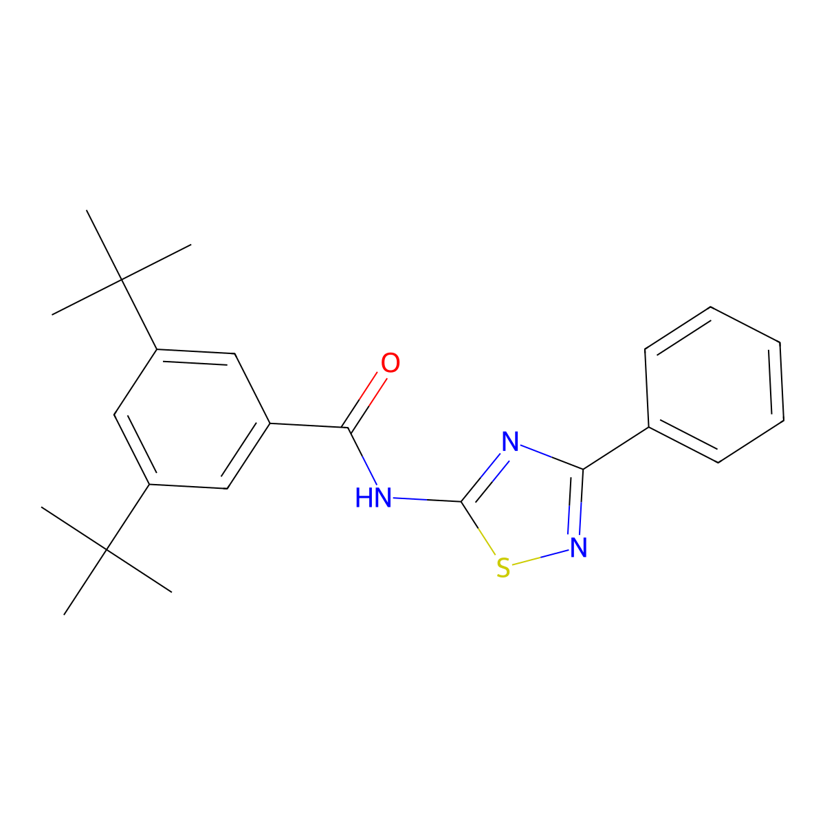 3,5-di-tert-butyl-N-(3-phenyl-1,2,4-thiadiazol-5-yl)benzamide molecular structure, CAS 690246-24-3