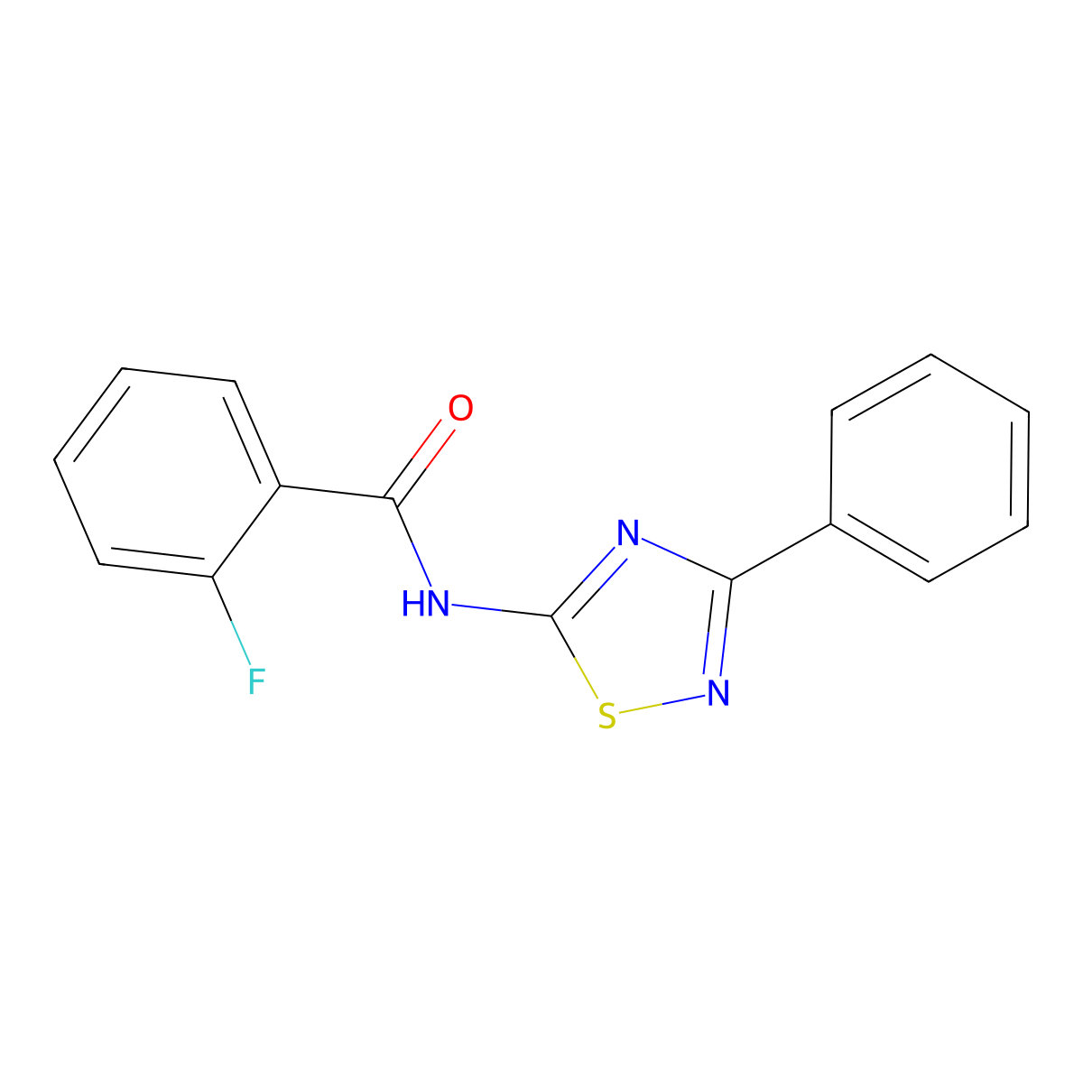 2-fluoro-N-(3-phenyl-1,2,4-thiadiazol-5-yl)benzamide molecular structure, CAS 690246-27-6
