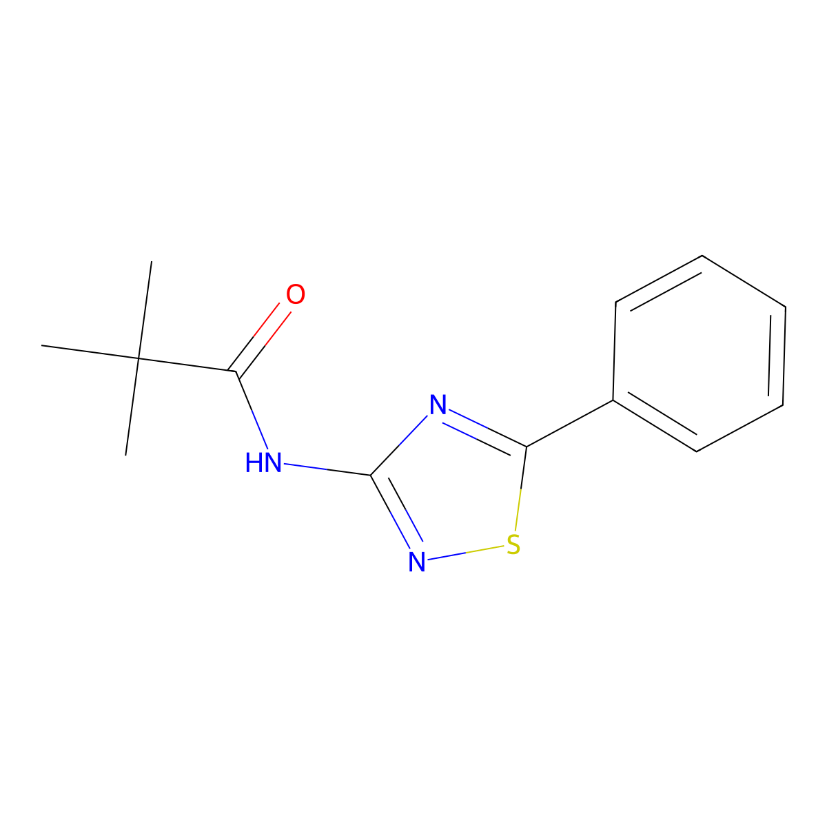 2,2-dimethyl-N-(5-phenyl-1,2,4-thiadiazol-3-yl)propanamide molecular structure, CAS 690246-36-7