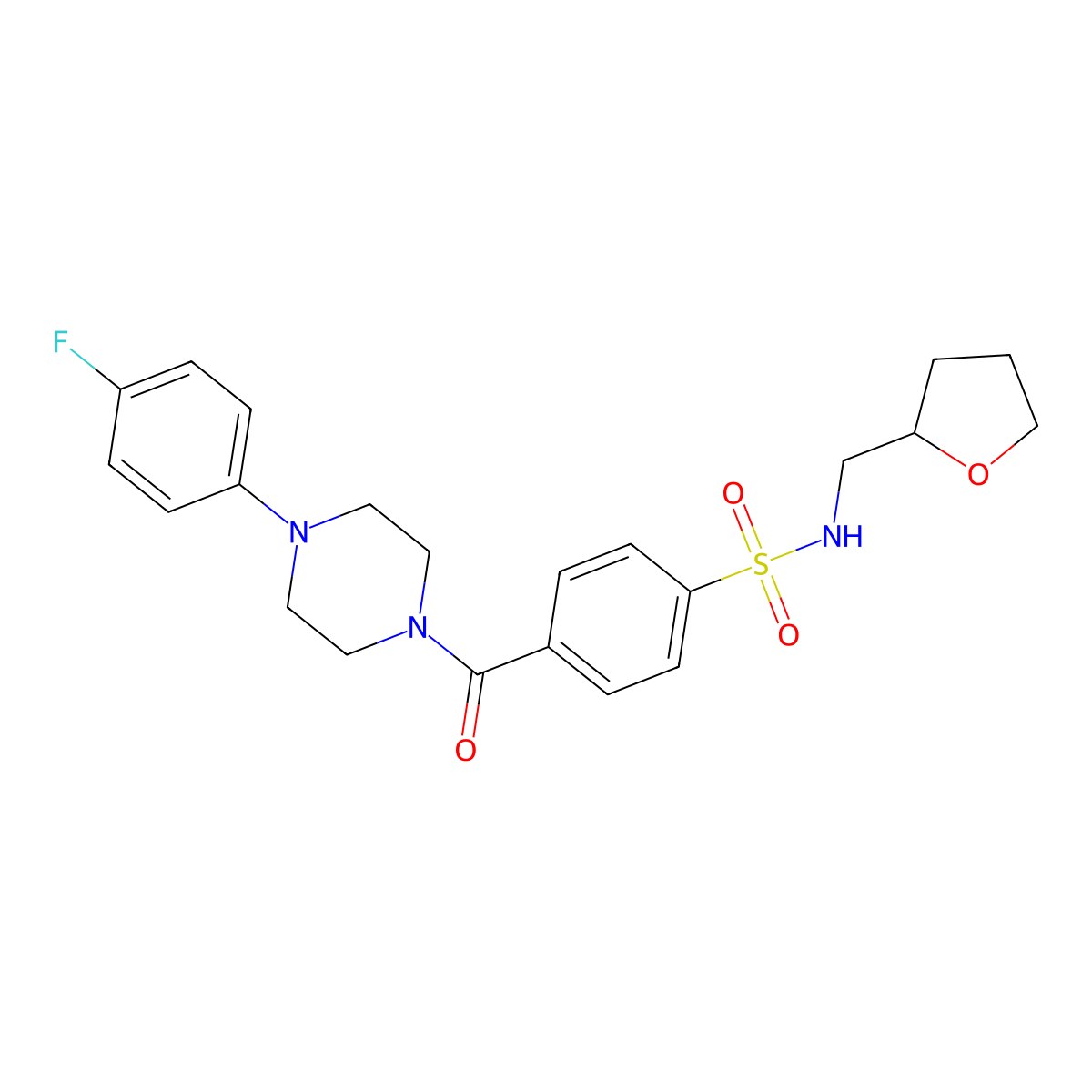 4-[4-(4-fluorophenyl)piperazine-1-carbonyl]-N-[(oxolan-2-yl)methyl]benzene-1-sulfonamide molecular structure, CAS 690246-49-2