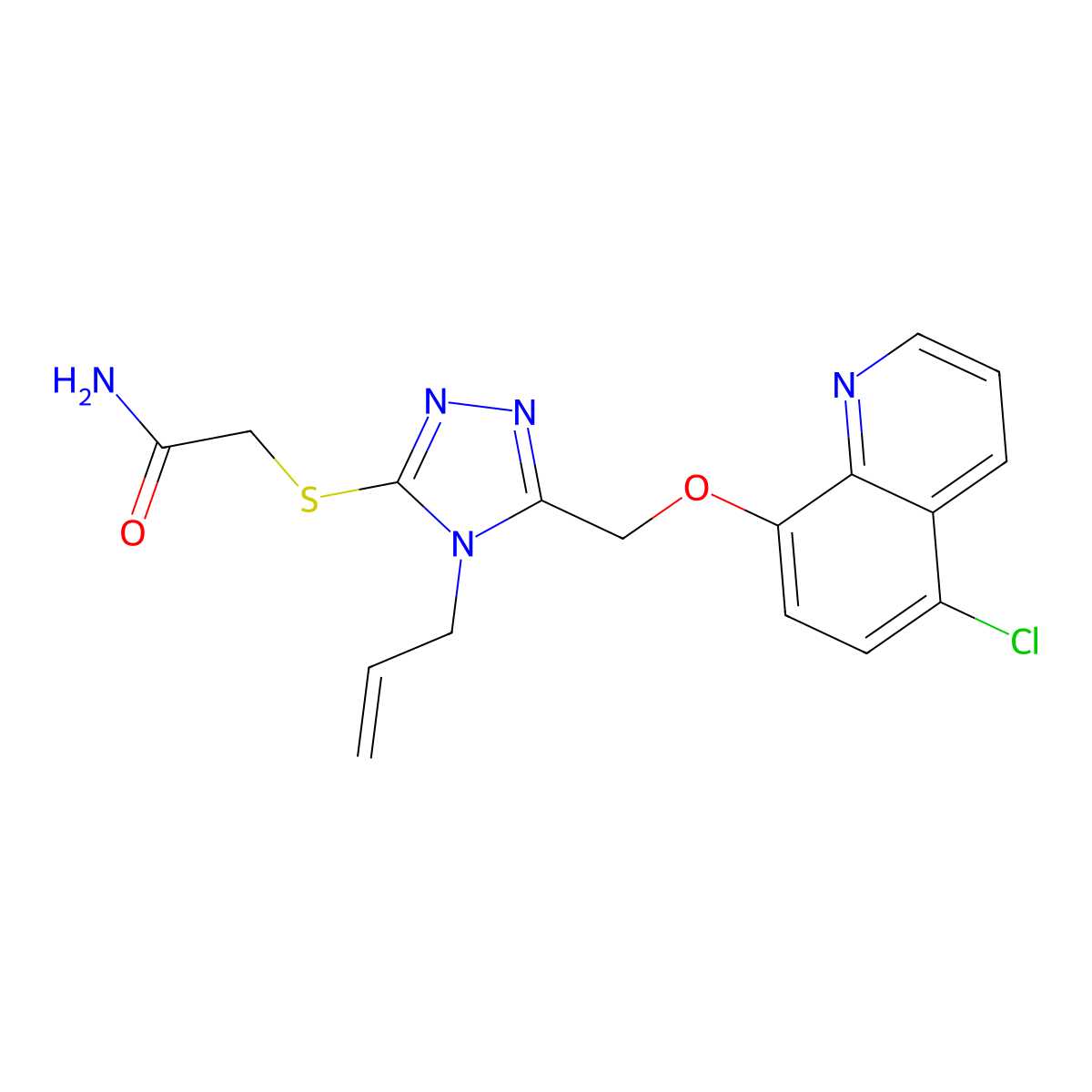 2-[[5-[(5-Chloroquinolin-8-yl)oxymethyl]-4-prop-2-enyl-1,2,4-triazol-3-yl]sulfanyl]acetamide molecular structure, CAS 690246-52-7
