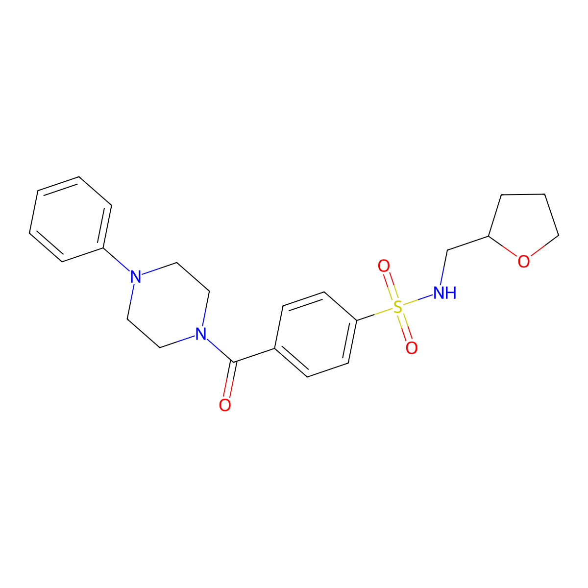 N-(oxolan-2-ylmethyl)-4-(4-phenylpiperazine-1-carbonyl)benzenesulfonamide molecular structure, CAS 690246-53-8