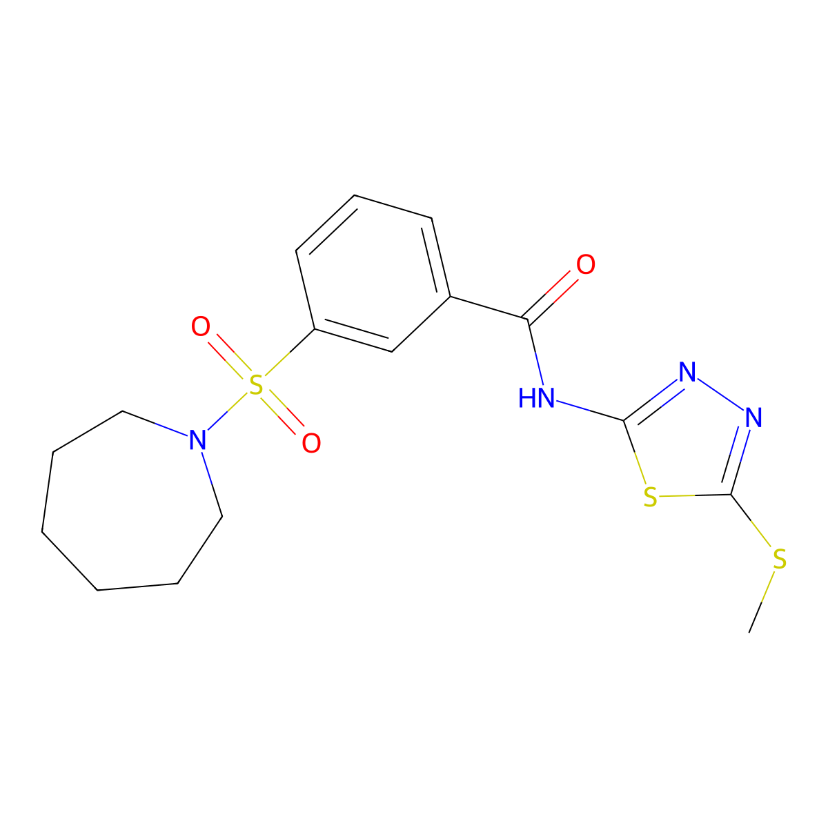 3-(azepan-1-ylsulfonyl)-N-(5-methylsulfanyl-1,3,4-thiadiazol-2-yl)benzamide molecular structure, CAS 690246-64-1