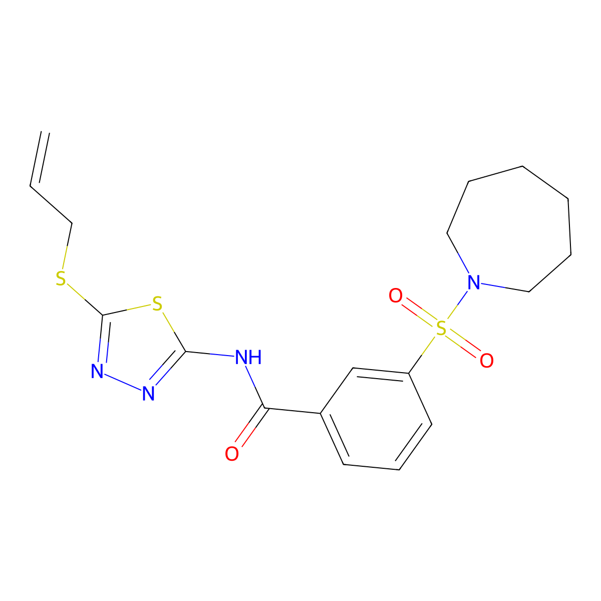 3-(azepan-1-ylsulfonyl)-N-[5-(prop-2-en-1-ylsulfanyl)-1,3,4-thiadiazol-2-yl]benzamide molecular structure, CAS 690246-65-2