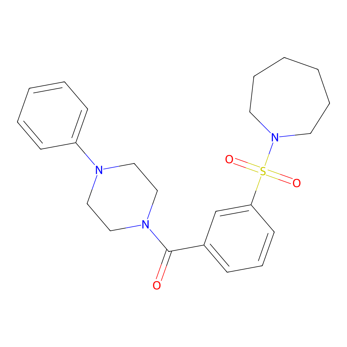(3-(Azepan-1-ylsulfonyl)phenyl)(4-phenylpiperazin-1-yl)methanone molecular structure, CAS 690246-68-5