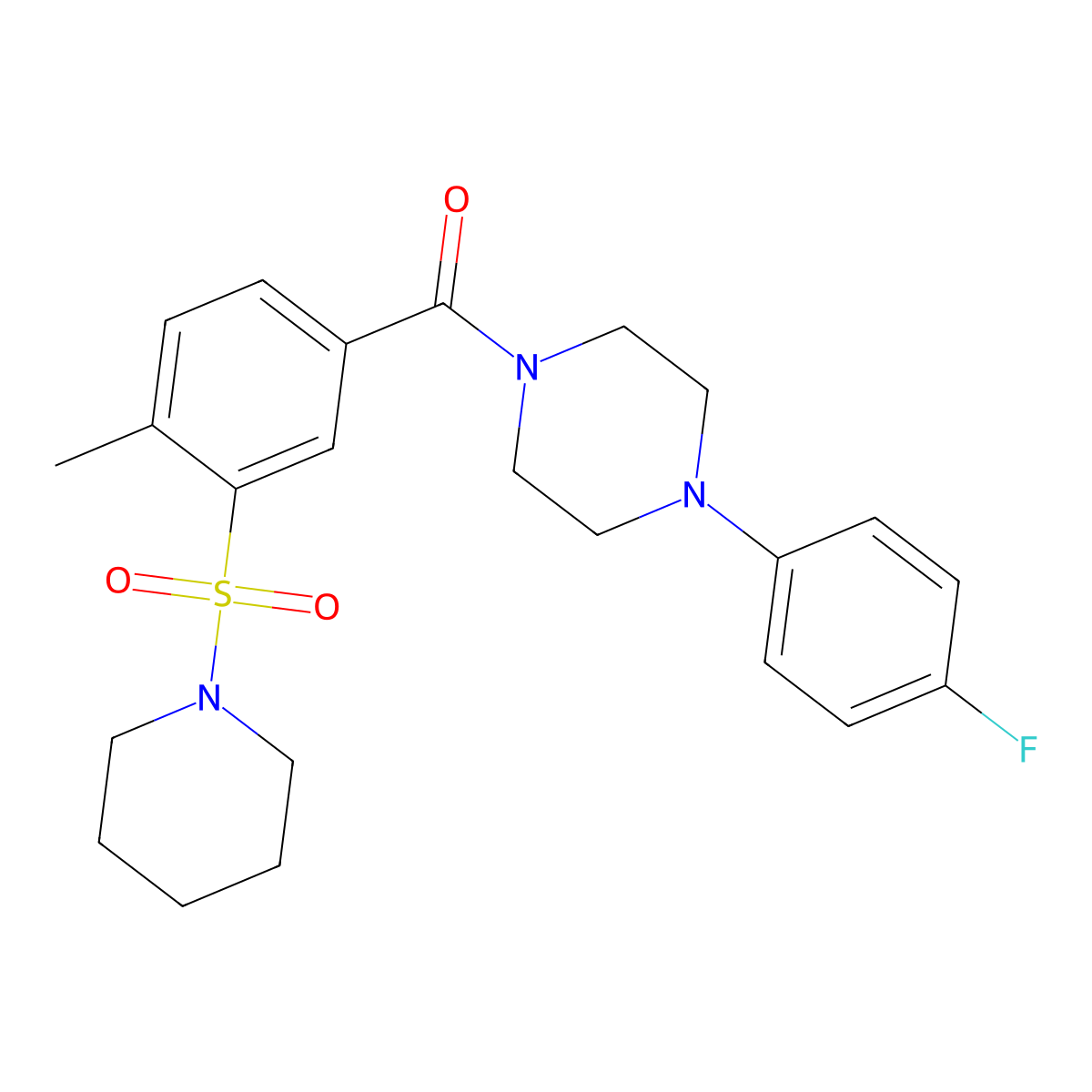 [4-(4-Fluorophenyl)piperazin-1-yl]-(4-methyl-3-piperidin-1-ylsulfonylphenyl)methanone molecular structure, CAS 690246-84-5
