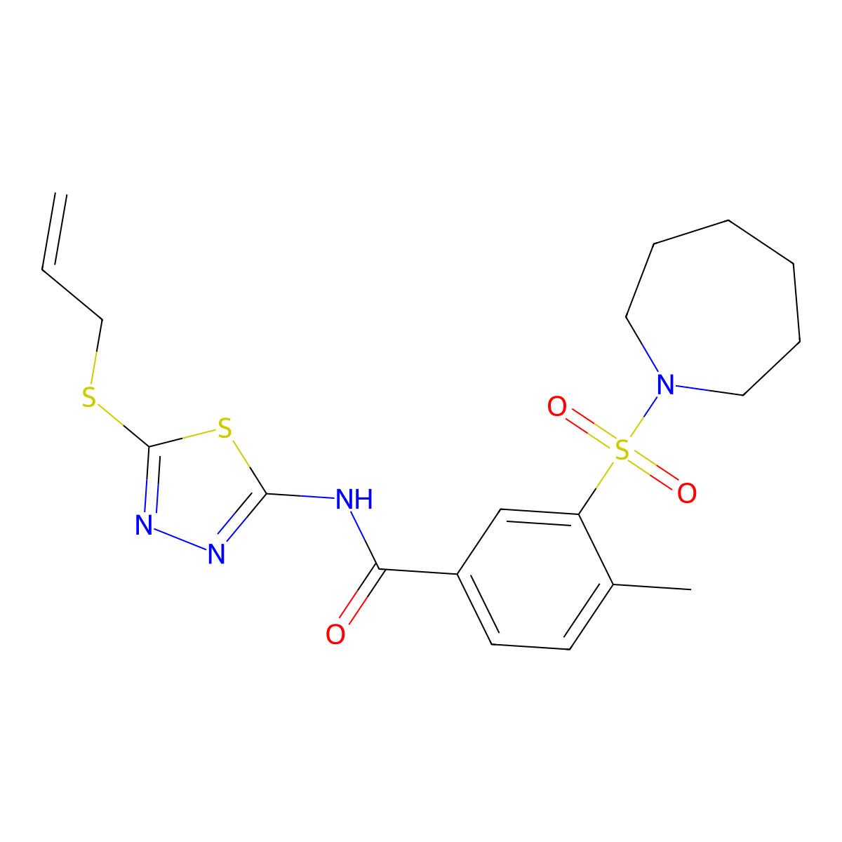 3-(azepan-1-ylsulfonyl)-4-methyl-N-(5-prop-2-enylsulfanyl-1,3,4-thiadiazol-2-yl)benzamide molecular structure, CAS 690247-00-8