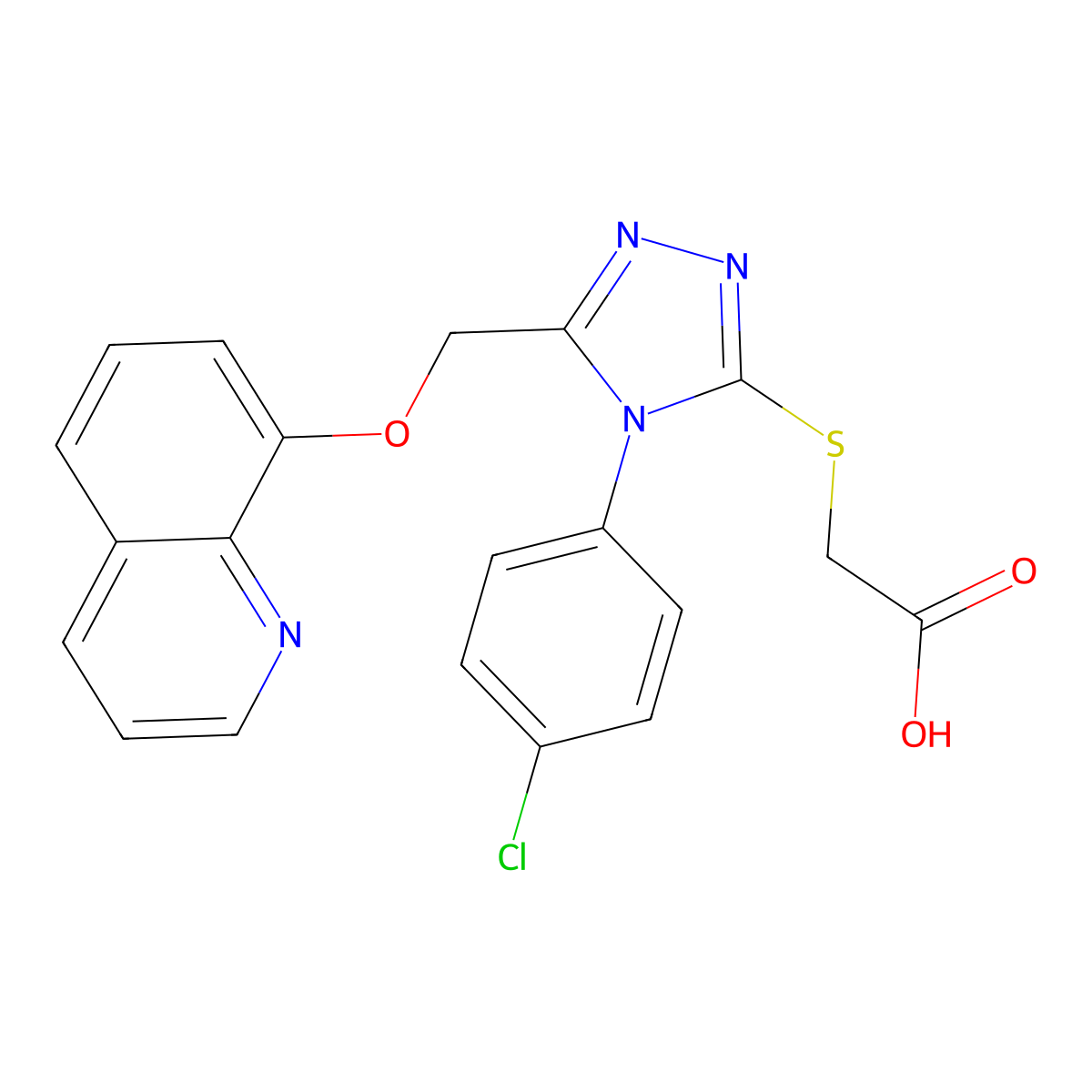 ({4-(4-chlorophenyl)-5-[(8-quinolinyloxy)methyl]-4H-1,2,4-triazol-3-yl}thio)acetic acid molecular structure, CAS 690247-02-0