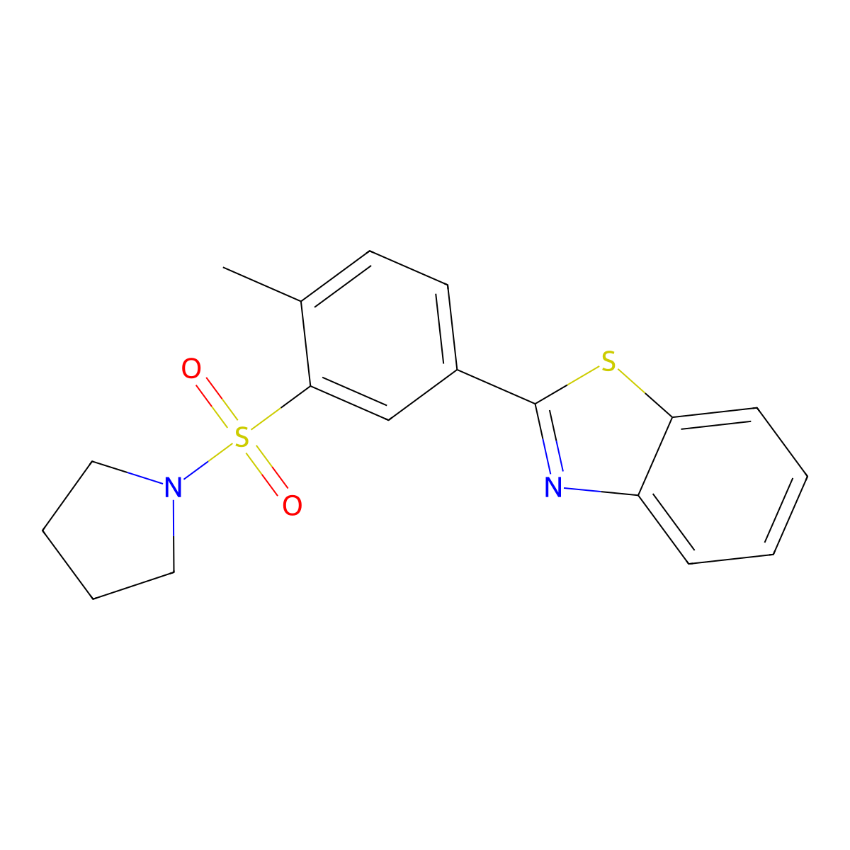 [(5-Benzothiazol-2-yl-2-methylphenyl)sulfonyl]pyrrolidine molecular structure, CAS 690247-09-7