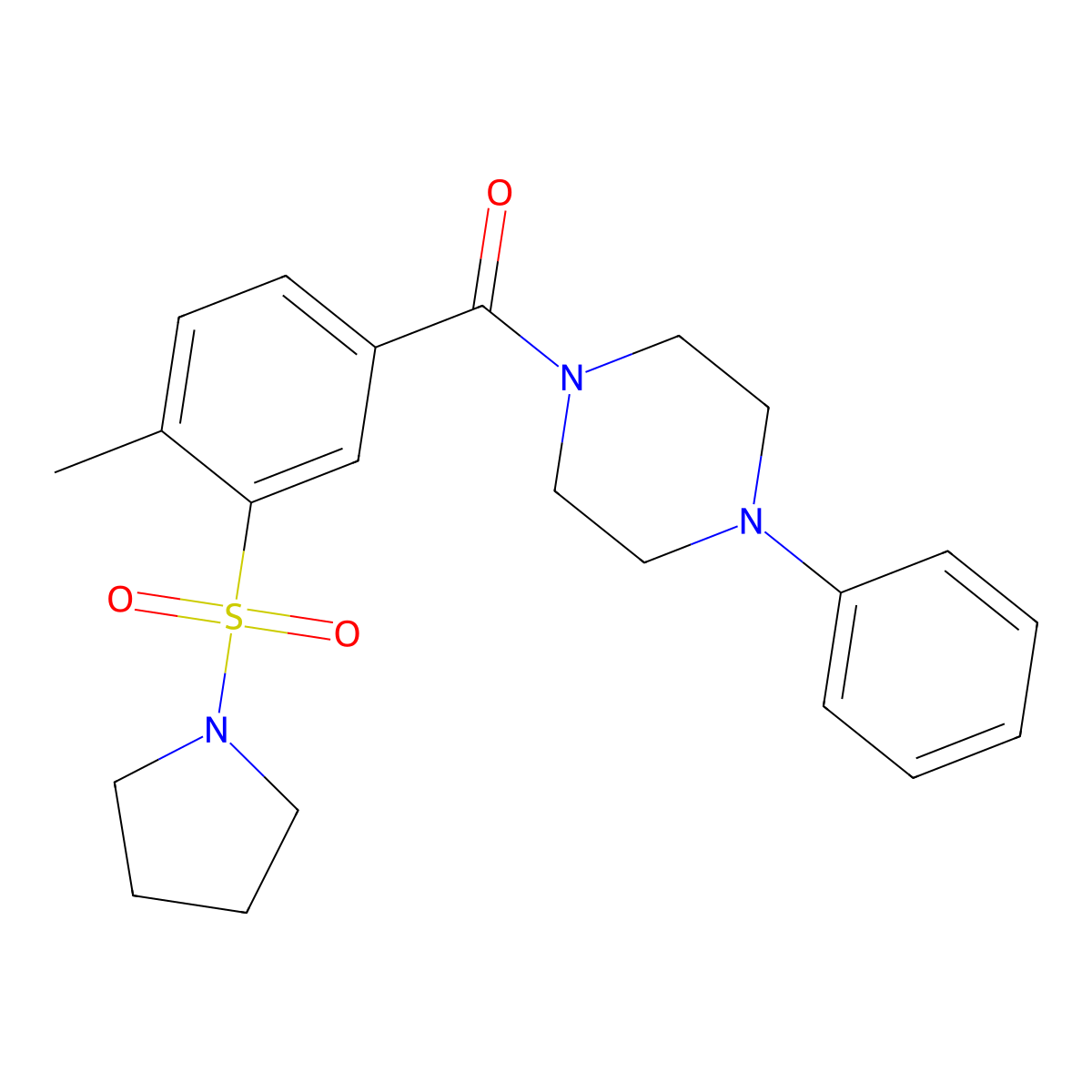 1-[4-Methyl-3-(1-pyrrolidinylsulfonyl)benzoyl]-4-phenylpiperazine molecular structure, CAS 690247-17-7