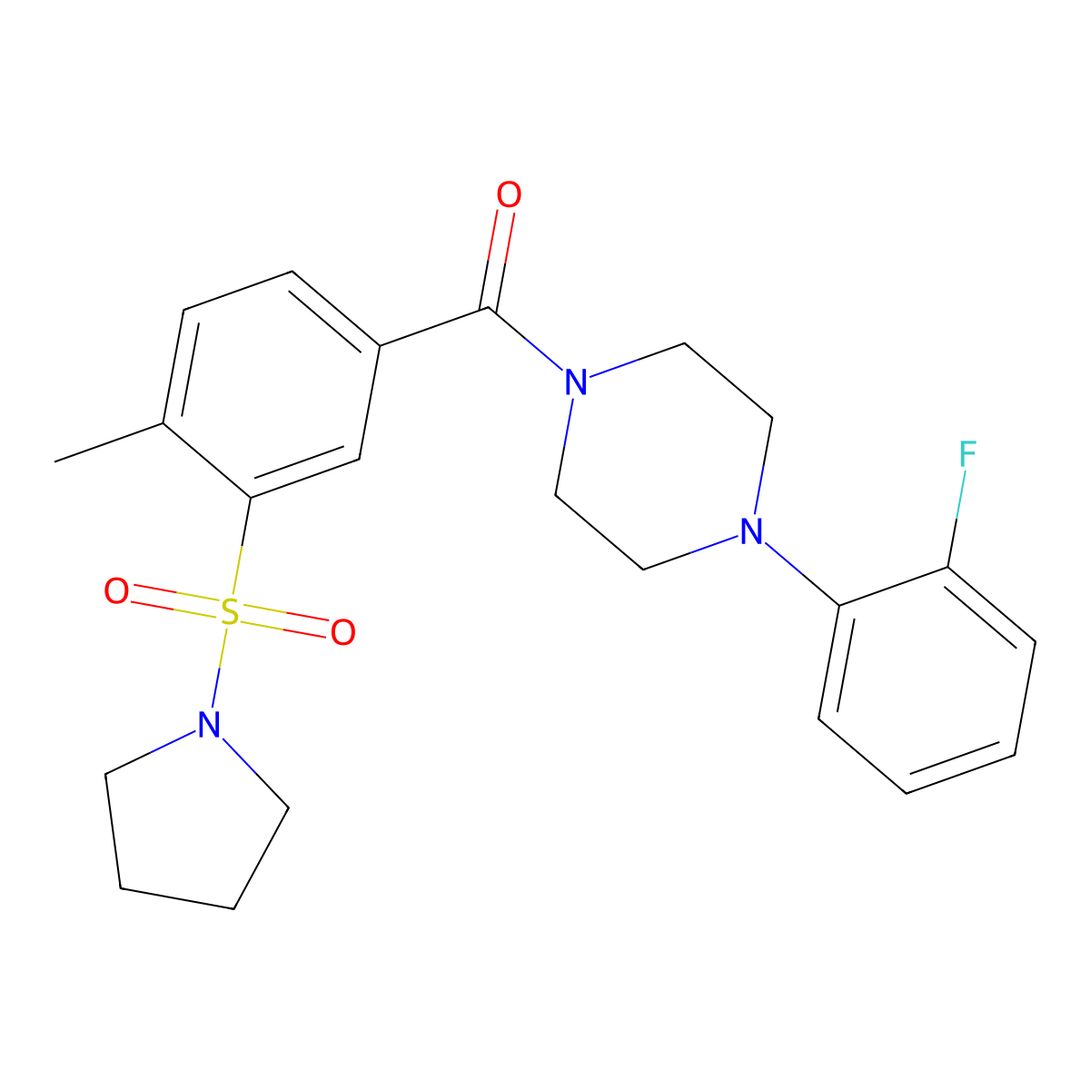 (4-(2-Fluorophenyl)piperazin-1-yl)(4-methyl-3-(pyrrolidin-1-ylsulfonyl)phenyl)methanone molecular structure, CAS 690247-21-3