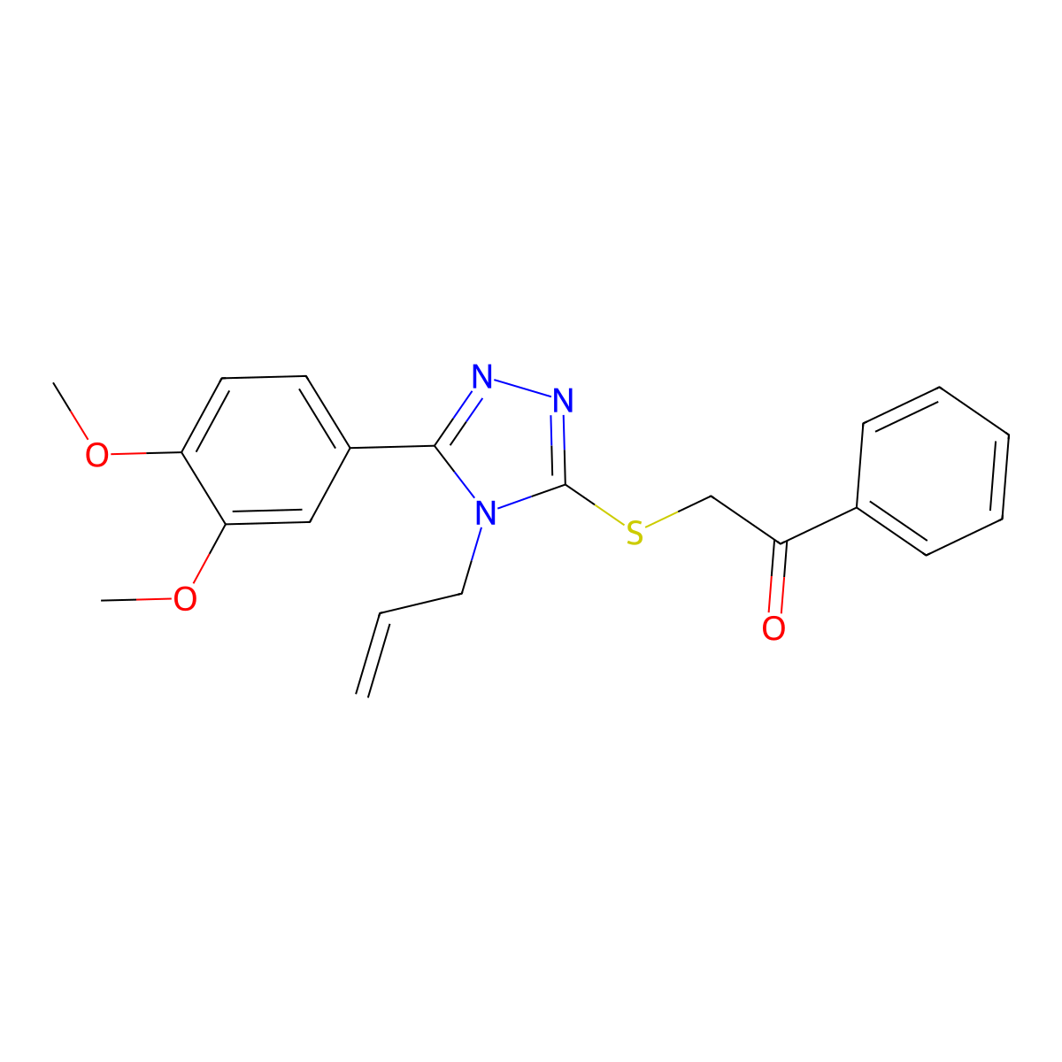 2-{[5-(3,4-dimethoxyphenyl)-4-(prop-2-en-1-yl)-4H-1,2,4-triazol-3-yl]sulfanyl}-1-phenylethanone molecular structure, CAS 690247-30-4