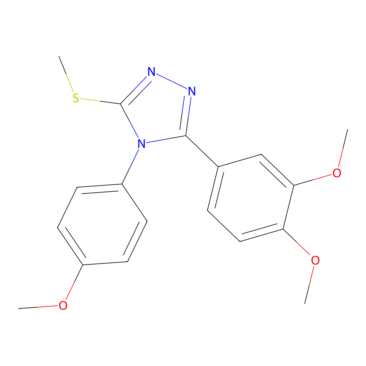 3-(3,4-dimethoxyphenyl)-4-(4-methoxyphenyl)-5-(methylthio)-4H-1,2,4-triazole molecular structure, CAS 690247-44-0