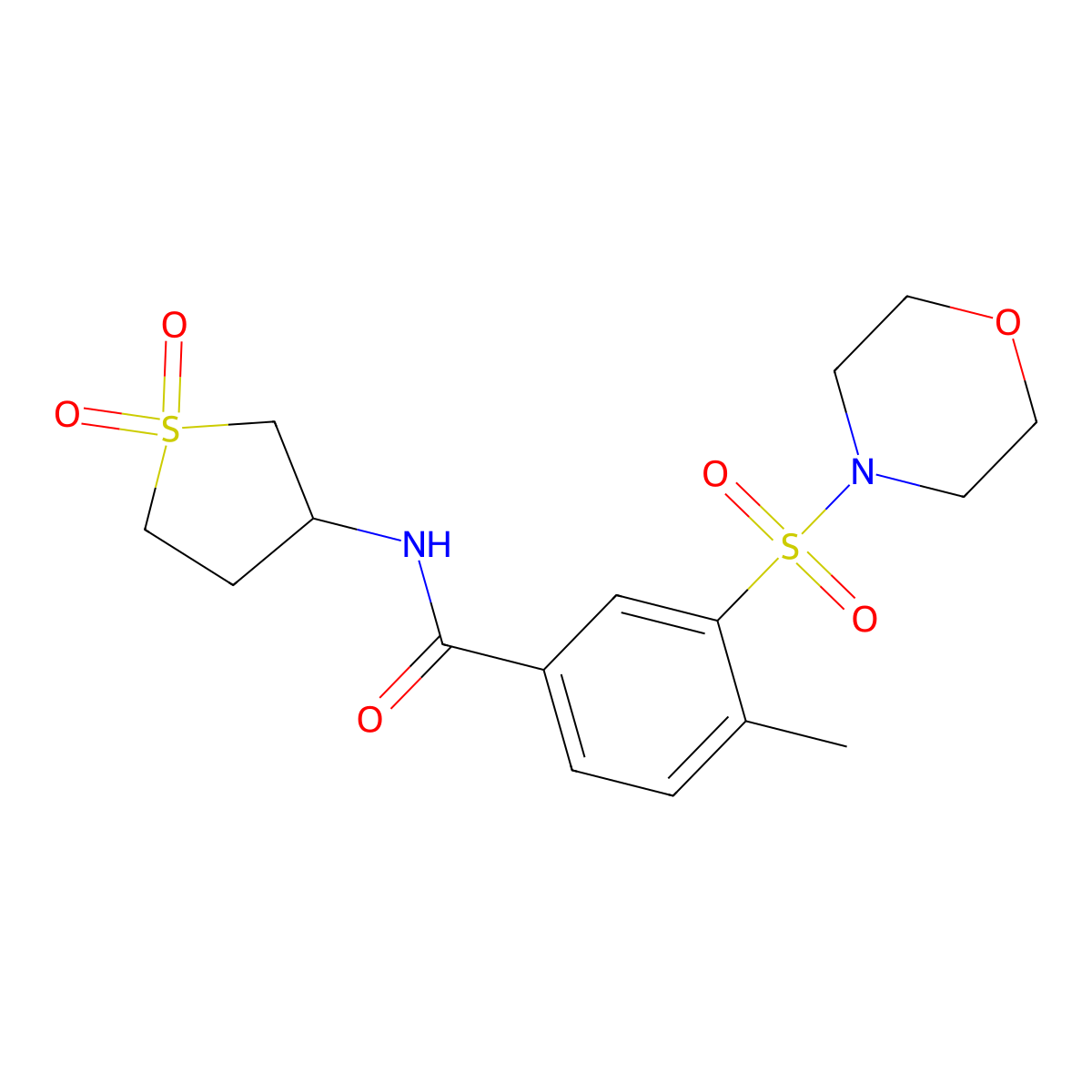 N-(1,1-dioxidotetrahydro-3-thienyl)-4-methyl-3-(4-morpholinylsulfonyl)benzamide molecular structure, CAS 690247-46-2