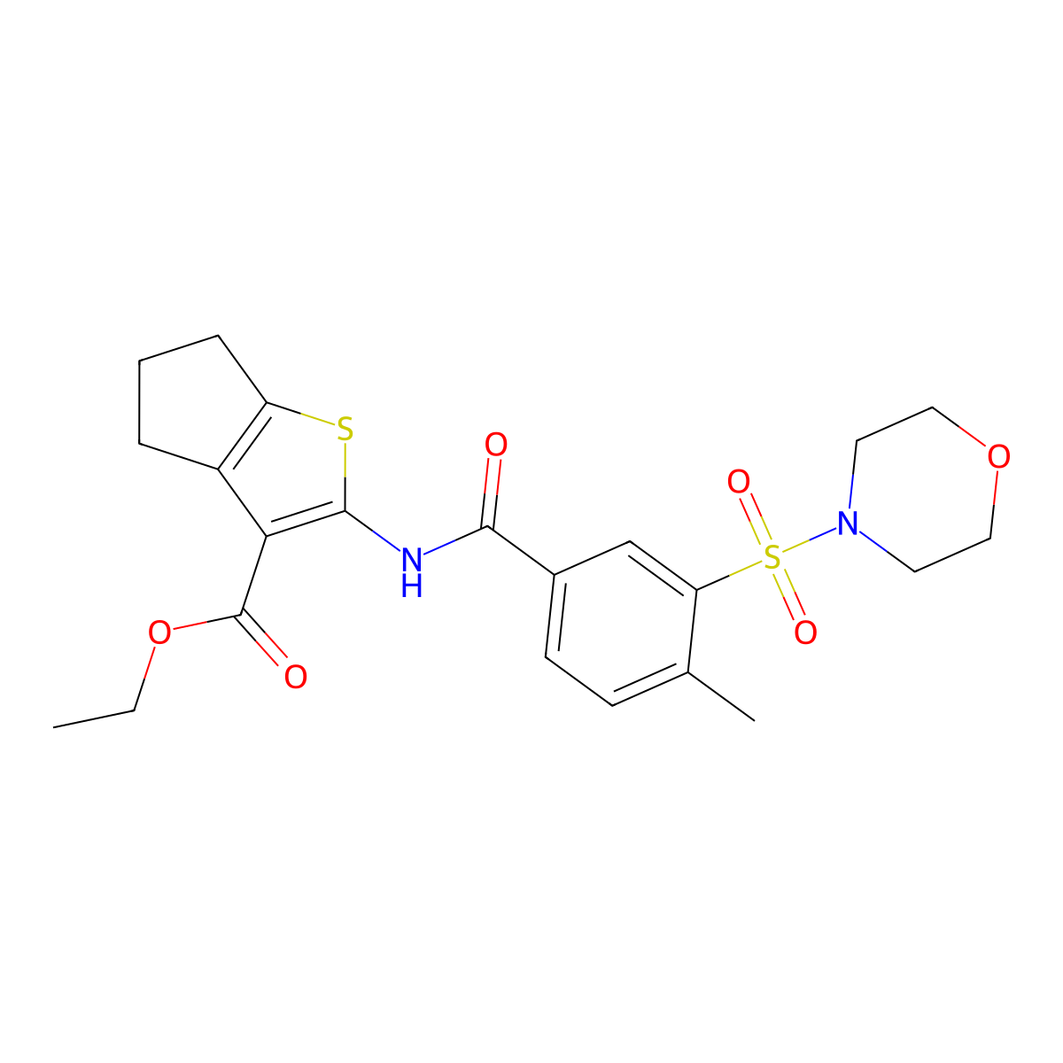 ethyl 2-(4-methyl-3-(morpholinosulfonyl)benzamido)-5,6-dihydro-4H-cyclopenta[b]thiophene-3-carboxylate molecular structure, CAS 690247-47-3