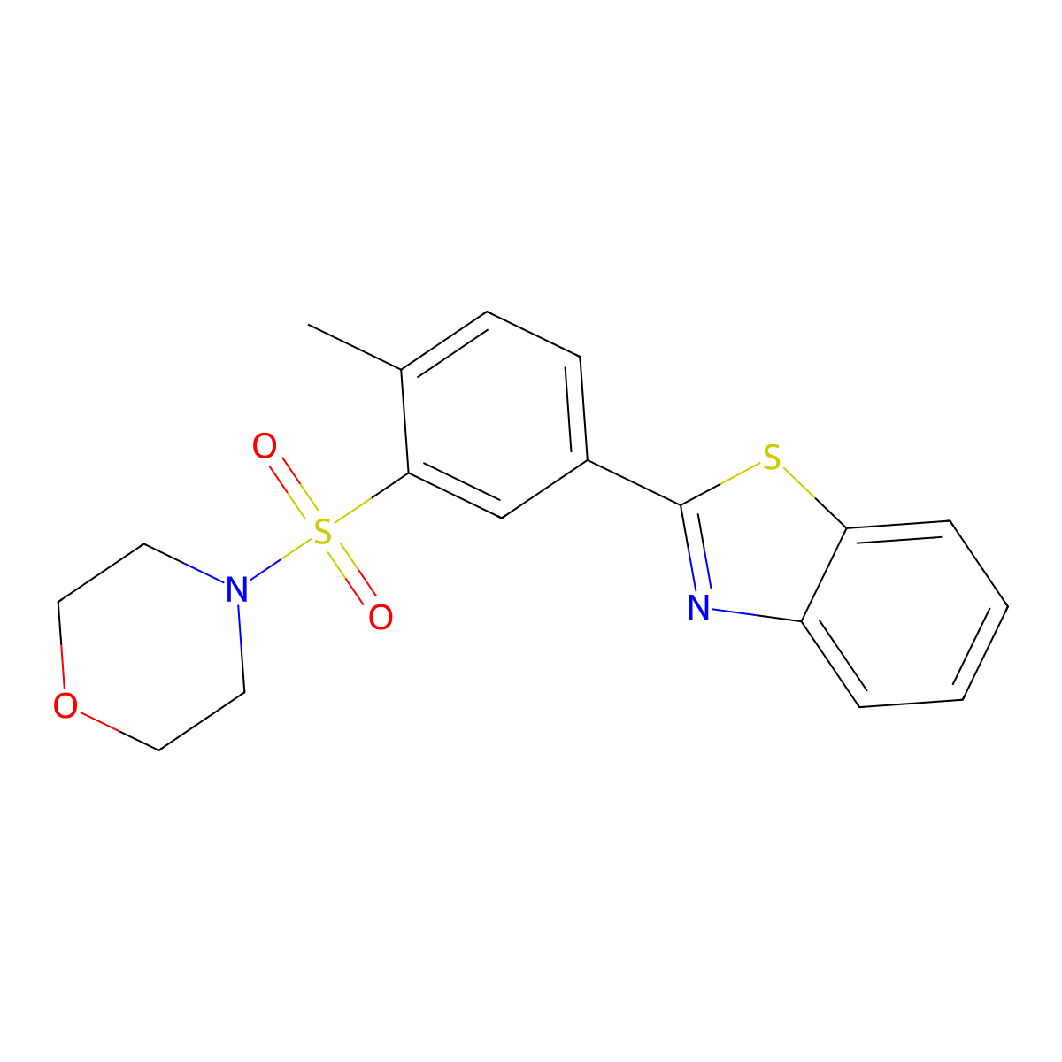 2-[4-Methyl-3-(morpholin-4-ylsulfonyl)phenyl]-1,3-benzothiazole molecular structure, CAS 690247-53-1
