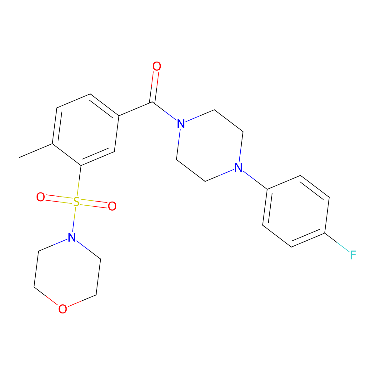 (4-(4-Fluorophenyl)piperazin-1-yl)(4-methyl-3-(morpholinosulfonyl)phenyl)methanone molecular structure, CAS 690247-58-6