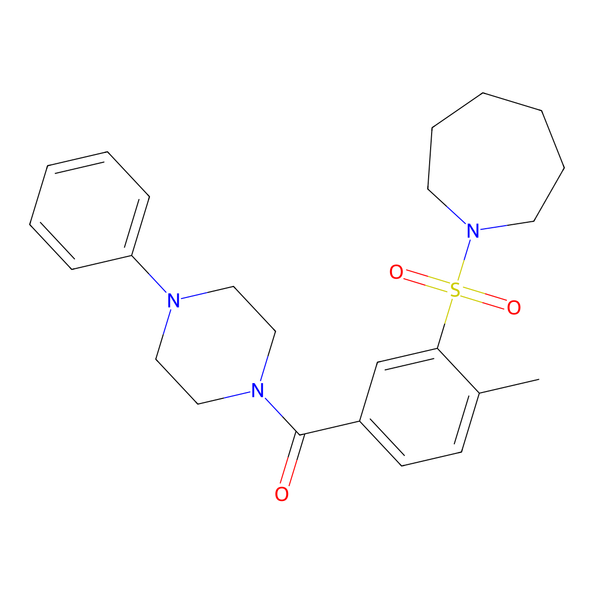 (3-(Azepan-1-ylsulfonyl)-4-methylphenyl)(4-phenylpiperazin-1-yl)methanone molecular structure, CAS 690247-59-7