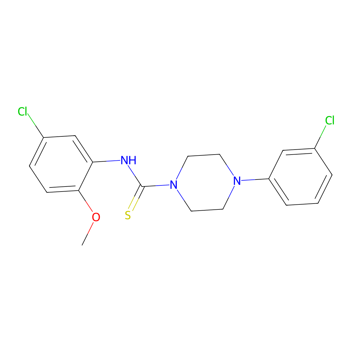 N-(5-chloro-2-methoxyphenyl)-4-(3-chlorophenyl)piperazine-1-carbothioamide molecular structure, CAS 690247-66-6