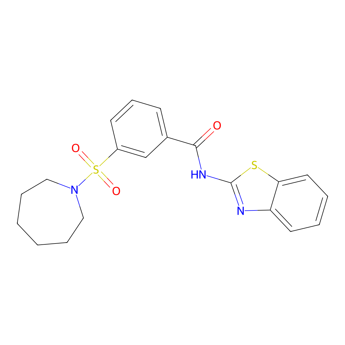 3-(azepan-1-ylsulfonyl)-N-(benzo[d]thiazol-2-yl)benzamide molecular structure, CAS 690247-68-8