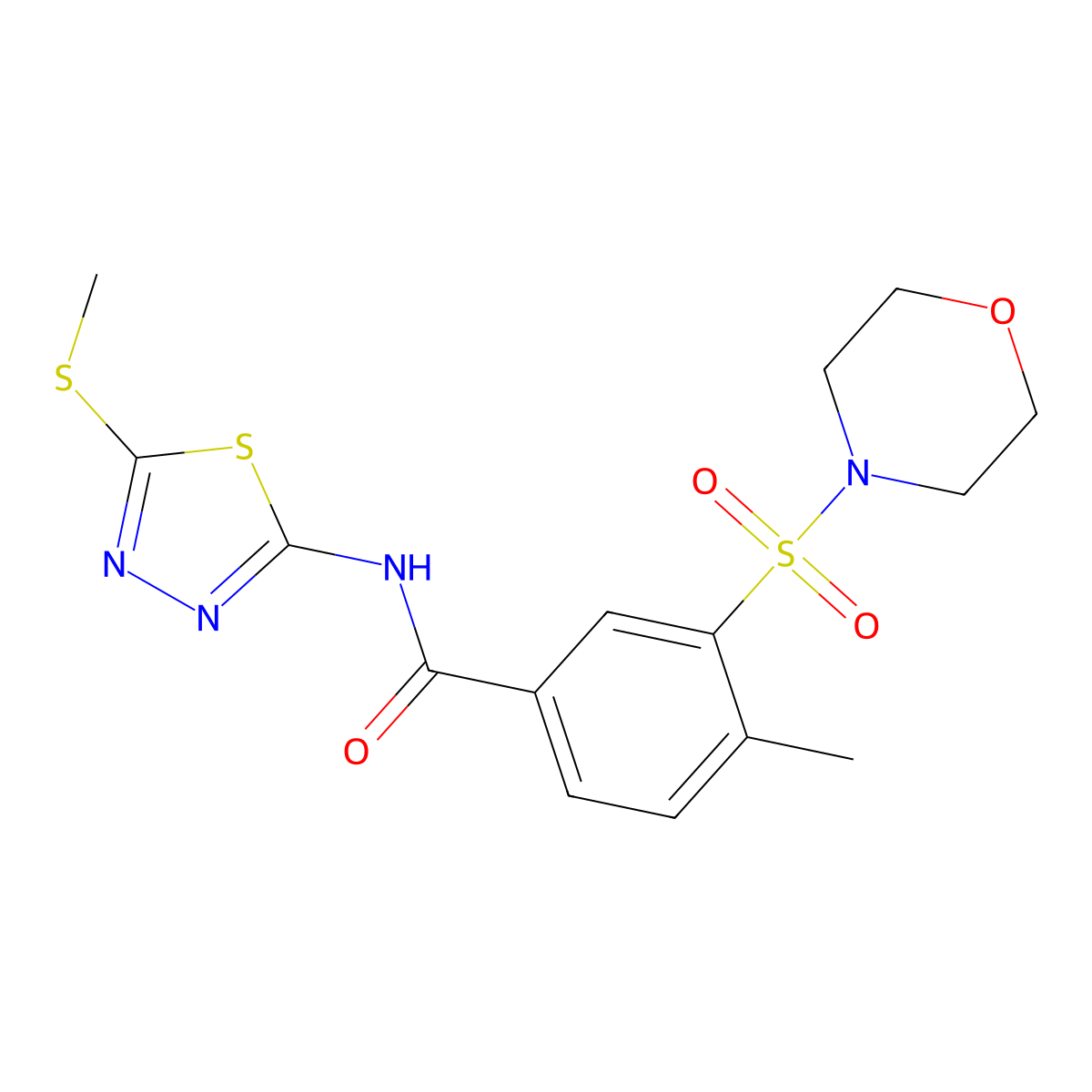 4-methyl-N-[5-(methylthio)-1,3,4-thiadiazol-2-yl]-3-(4-morpholinylsulfonyl)benzamide molecular structure, CAS 690247-69-9