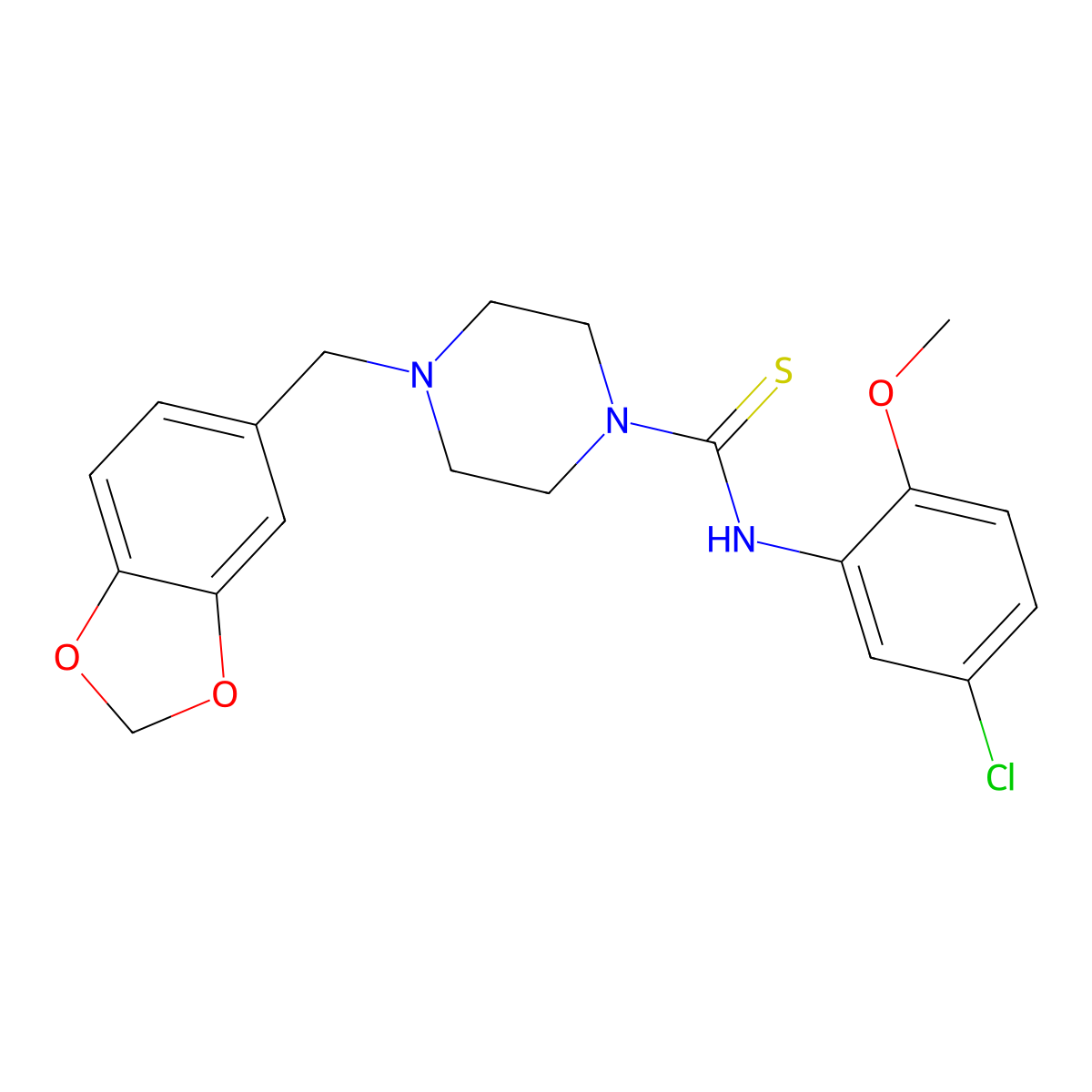 4-(1,3-benzodioxol-5-ylmethyl)-N-(5-chloro-2-methoxyphenyl)piperazine-1-carbothioamide molecular structure, CAS 690247-70-2