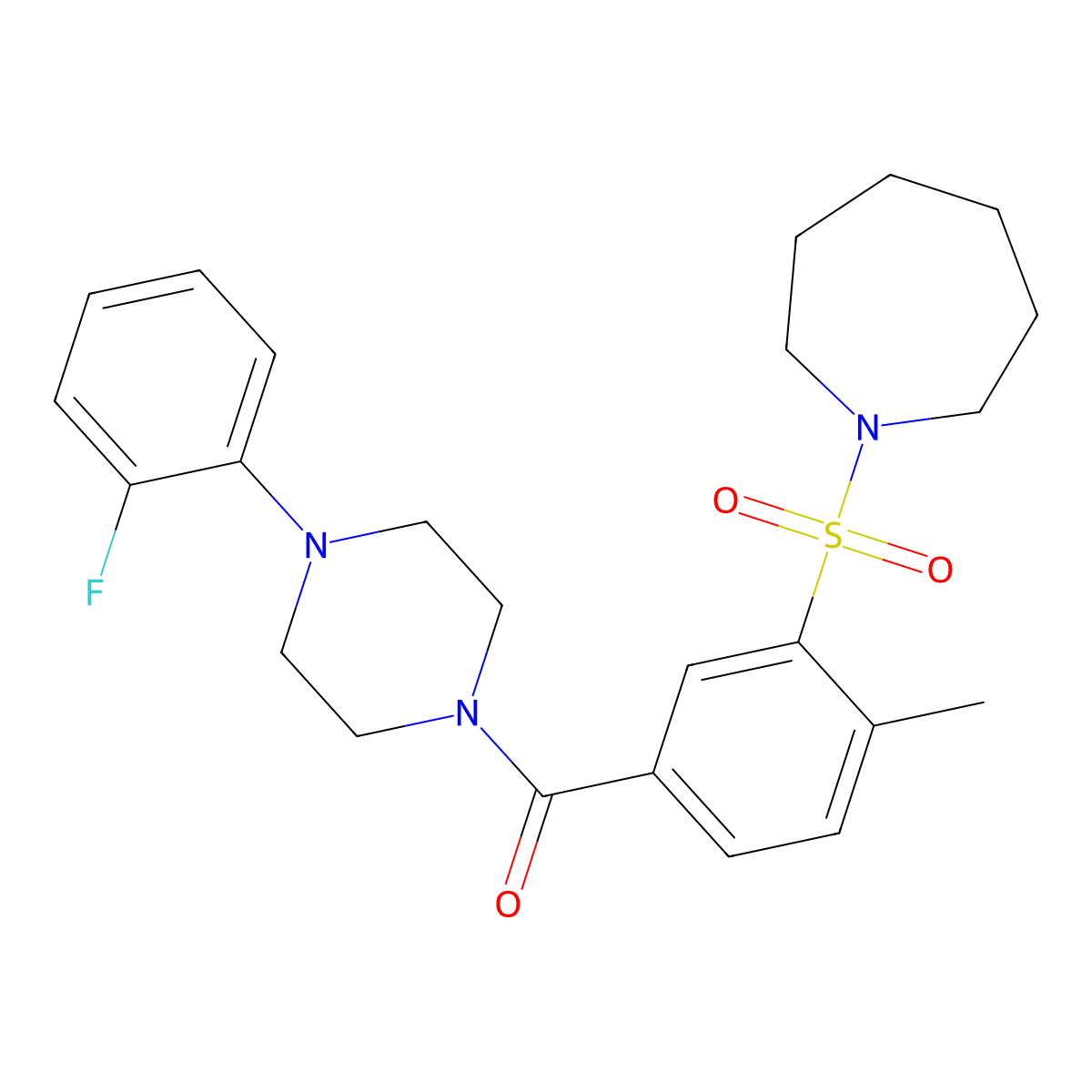 (3-(Azepan-1-ylsulfonyl)-4-methylphenyl)(4-(2-fluorophenyl)piperazin-1-yl)methanone molecular structure, CAS 690247-77-9