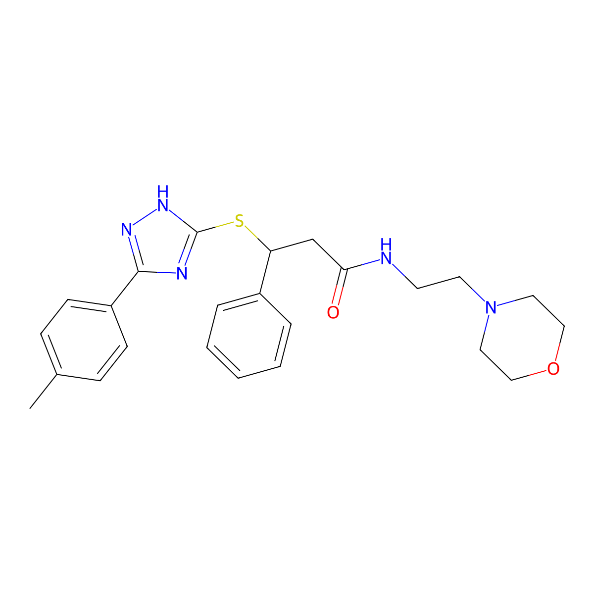 3-[[5-(4-methylphenyl)-1H-1,2,4-triazol-3-yl]sulfanyl]-N-(2-morpholin-4-ylethyl)-3-phenylpropanamide molecular structure, CAS 690247-81-5