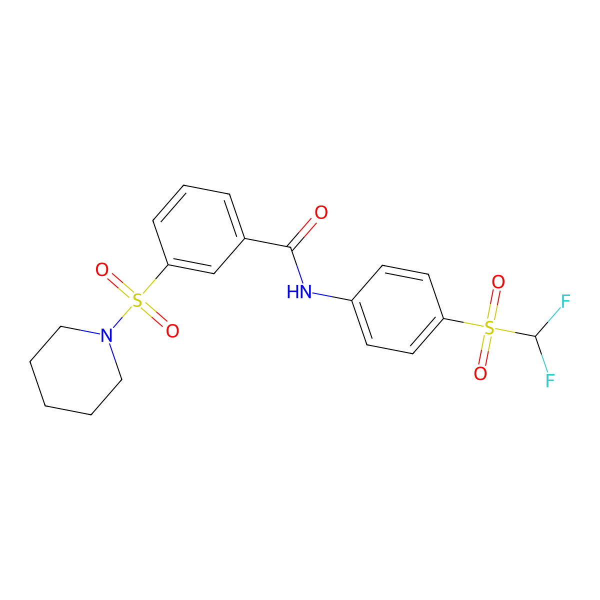 N-(4-((difluoromethyl)sulfonyl)phenyl)-3-(piperidin-1-ylsulfonyl)benzamide molecular structure, CAS 690249-32-2