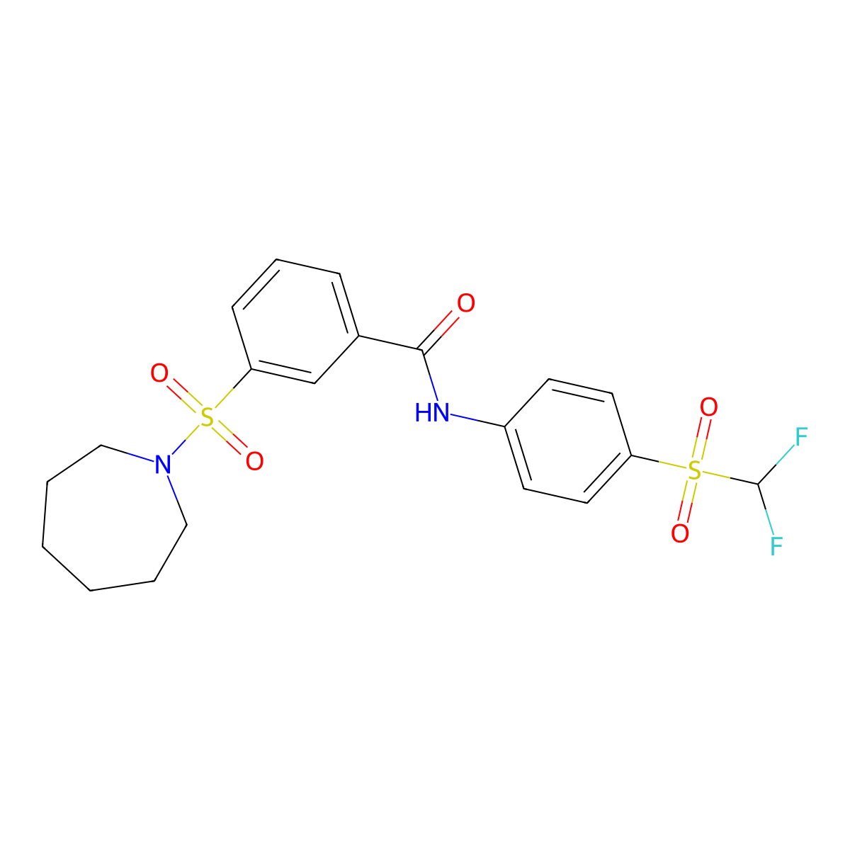 3-(azepan-1-ylsulfonyl)-N-(4-((difluoromethyl)sulfonyl)phenyl)benzamide molecular structure, CAS 690249-37-7