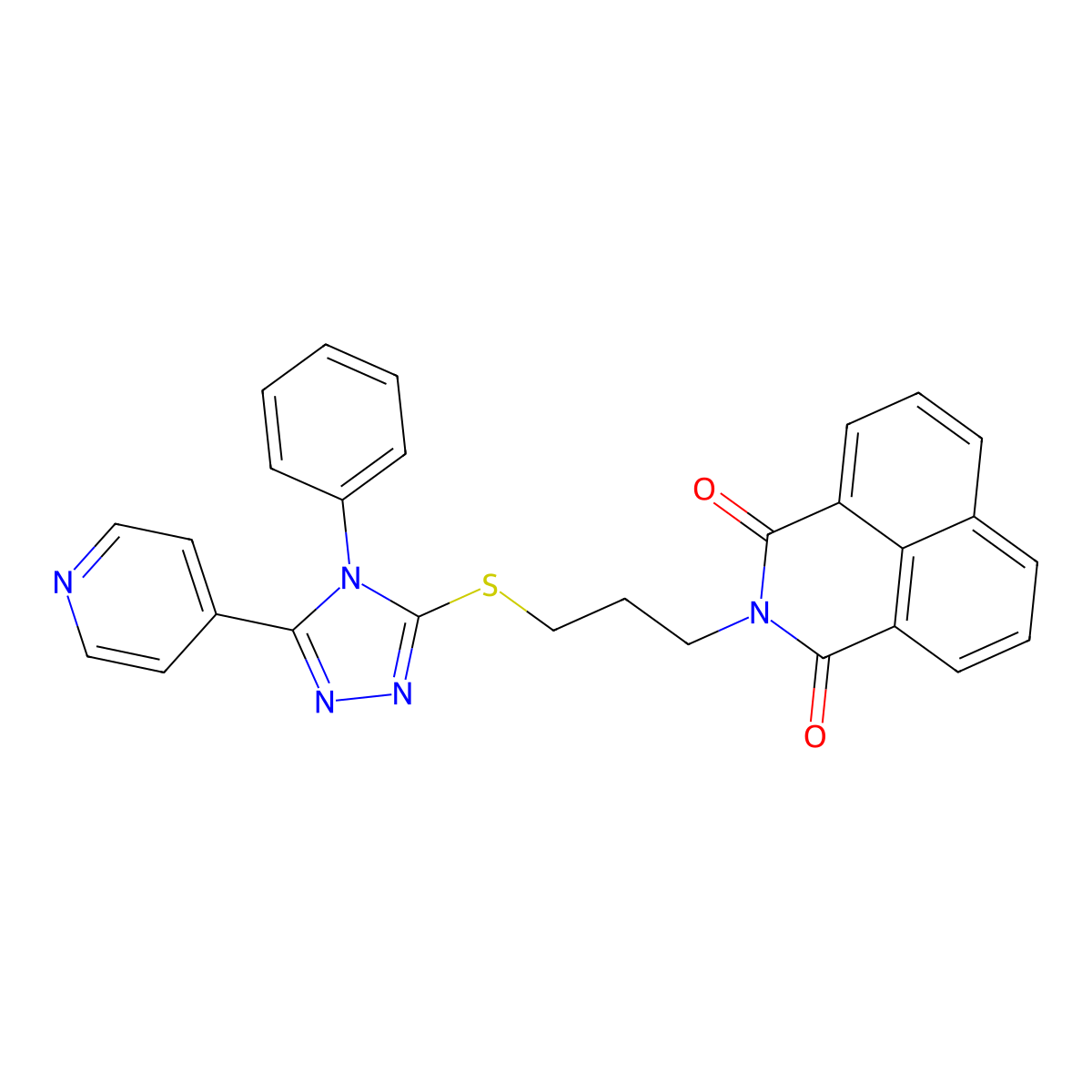 2-[3-[(4-Phenyl-5-pyridin-4-yl-1,2,4-triazol-3-yl)sulfanyl]propyl]benzo[de]isoquinoline-1,3-dione molecular structure, CAS 690249-42-4