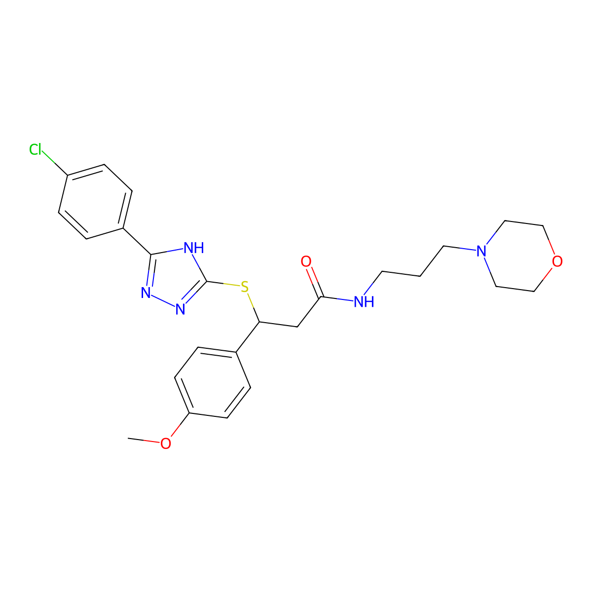 3-{[5-(4-chlorophenyl)-4H-1,2,4-triazol-3-yl]sulfanyl}-3-(4-methoxyphenyl)-N-[3-(morpholin-4-yl)propyl]propanamide molecular structure, CAS 690249-43-5
