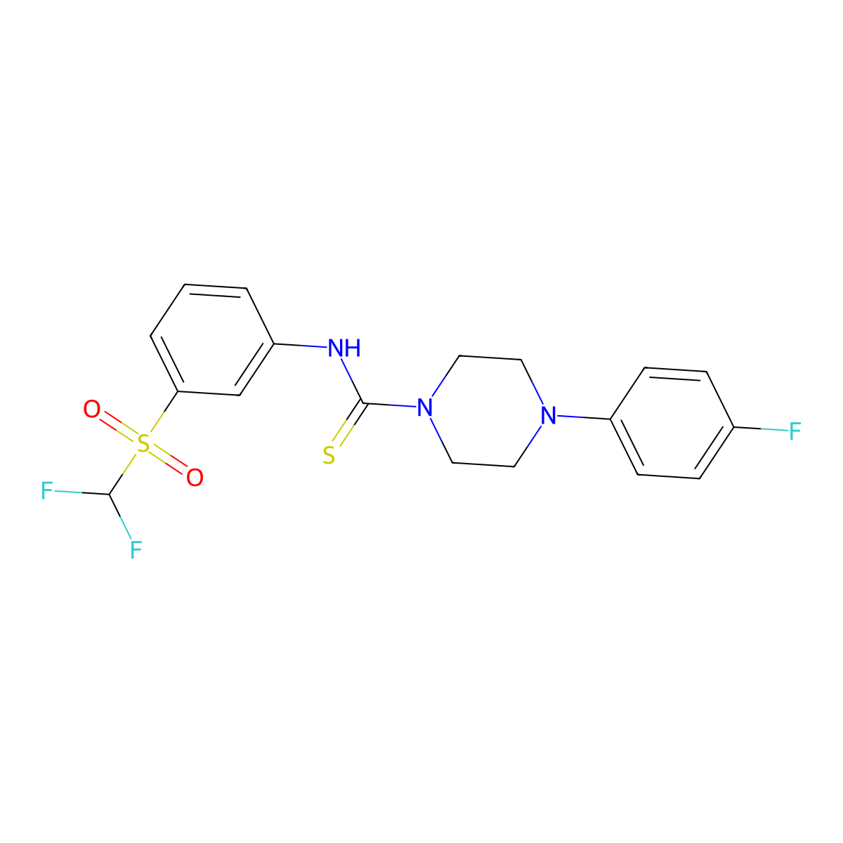 N-(3-((difluoromethyl)sulfonyl)phenyl)-4-(4-fluorophenyl)piperazine-1-carbothioamide molecular structure, CAS 690249-44-6