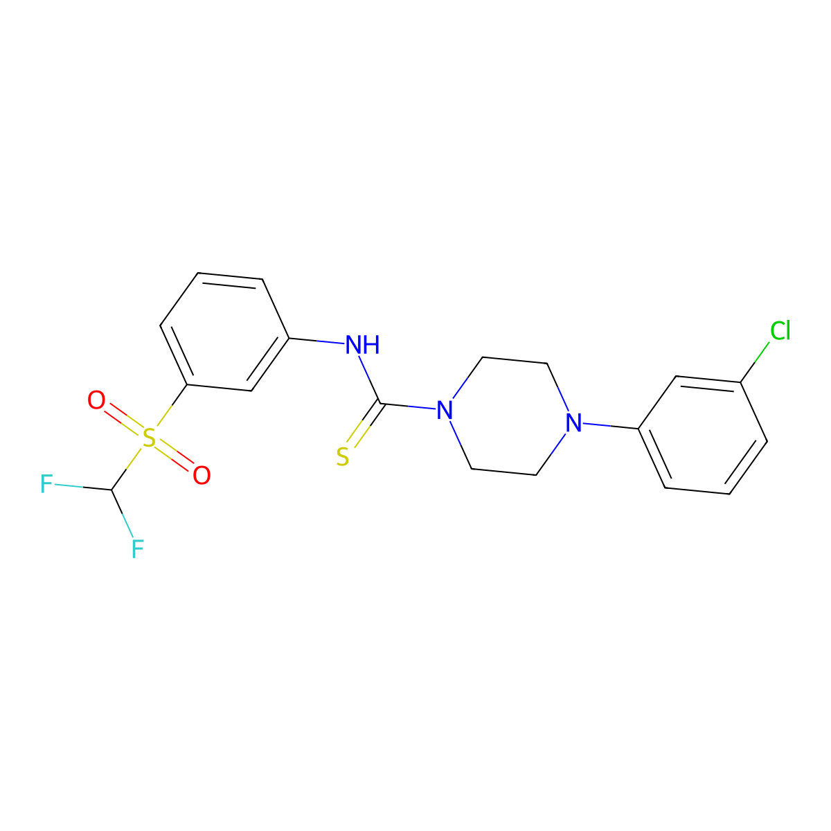 4-(3-chlorophenyl)-N-[3-(difluoromethylsulfonyl)phenyl]piperazine-1-carbothioamide molecular structure, CAS 690249-48-0
