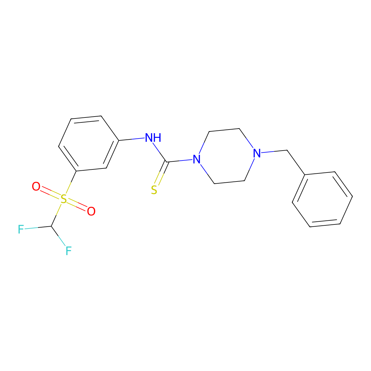 4-benzyl-N-[3-(difluoromethylsulfonyl)phenyl]piperazine-1-carbothioamide molecular structure, CAS 690249-49-1