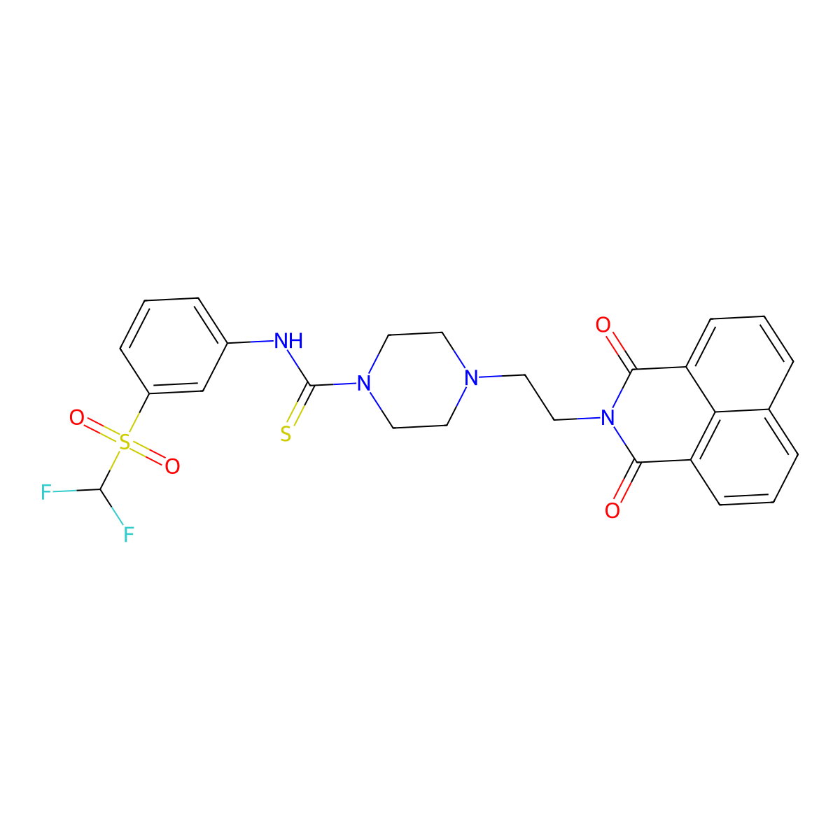 N-[3-(difluoromethylsulfonyl)phenyl]-4-[2-(1,3-dioxobenzo[de]isoquinolin-2-yl)ethyl]piperazine-1-carbothioamide molecular structure, CAS 690249-51-5