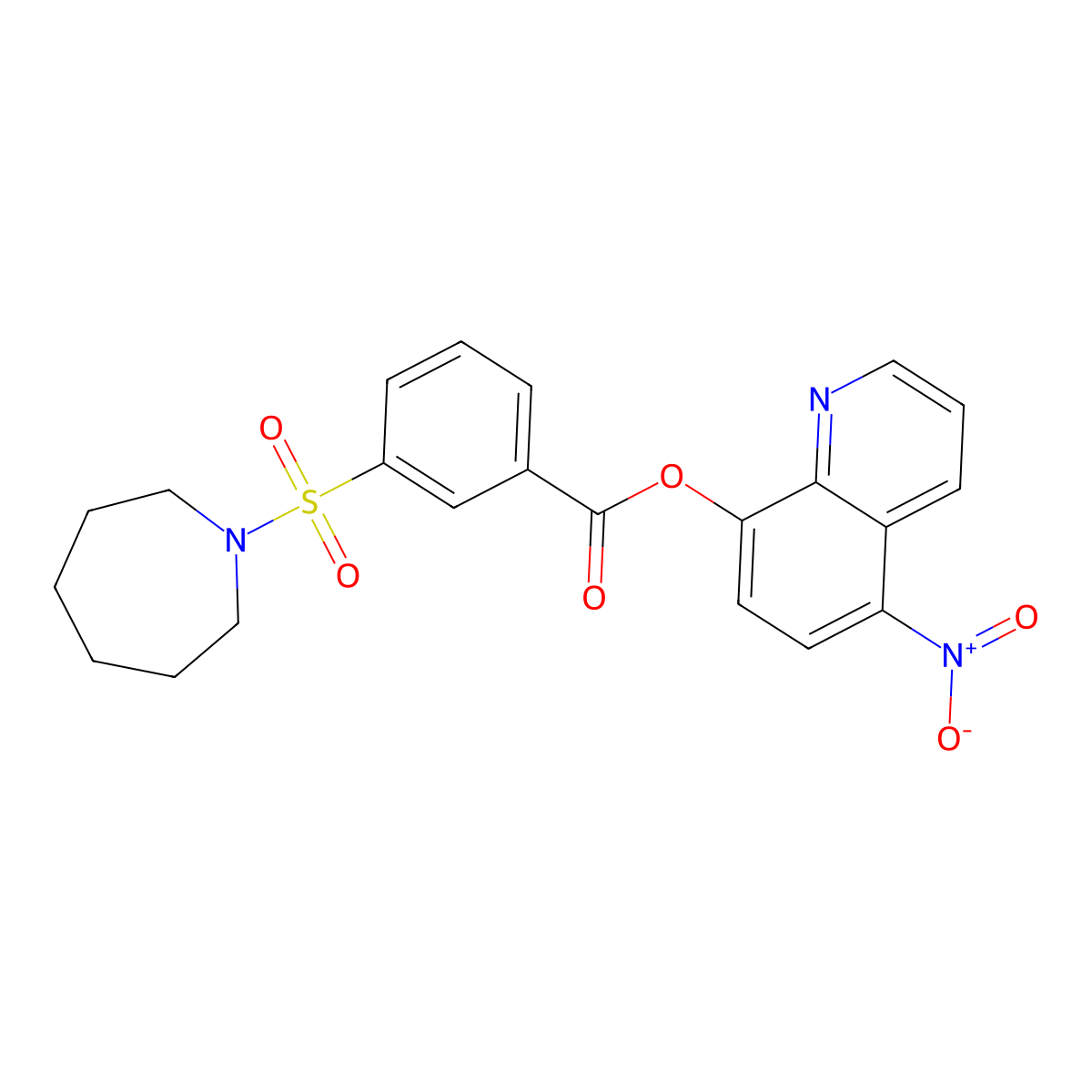 5-Nitroquinolin-8-yl 3-(azepan-1-ylsulfonyl)benzoate molecular structure, CAS 690249-52-6
