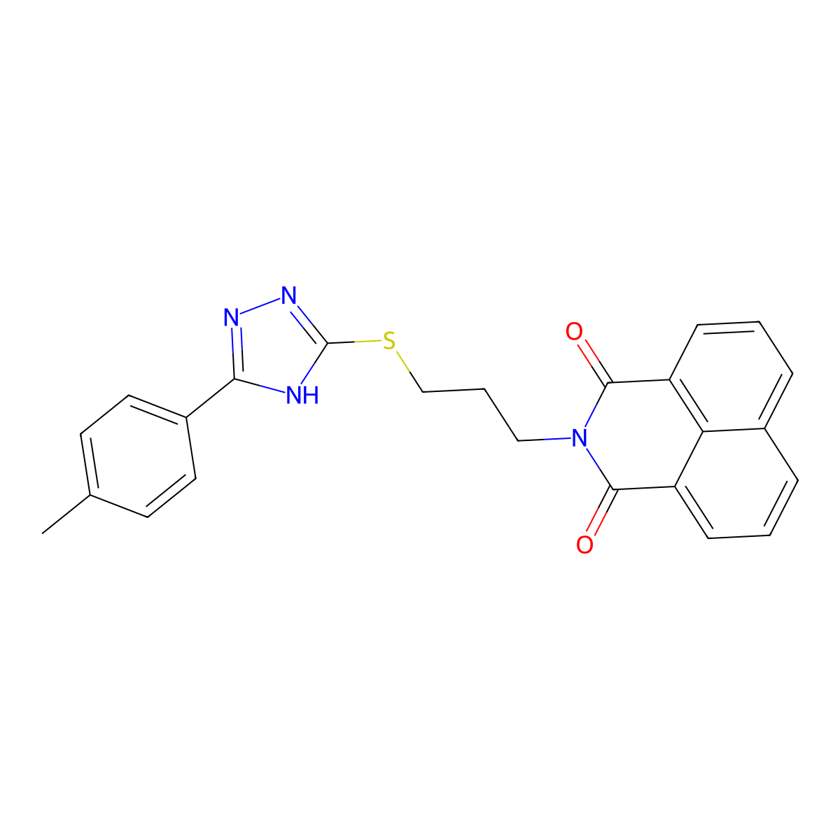2-[3-[[5-(4-methylphenyl)-1H-1,2,4-triazol-3-yl]sulfanyl]propyl]benzo[de]isoquinoline-1,3-dione molecular structure, CAS 690249-59-3